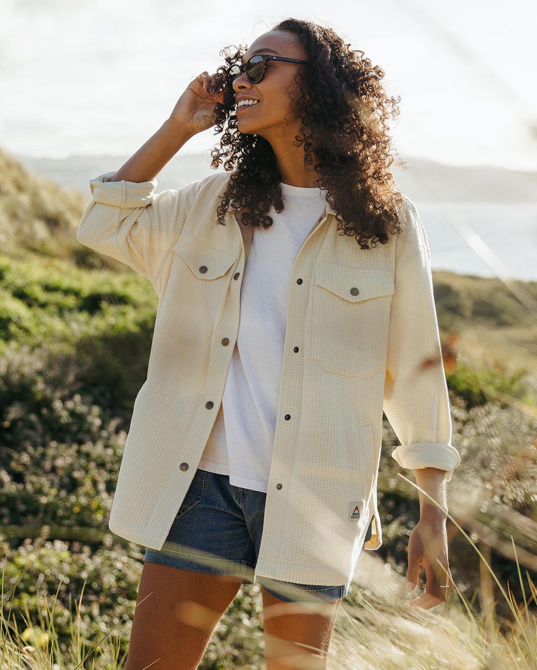 Iguazu Grid Polar Fleece Shirt - Birch