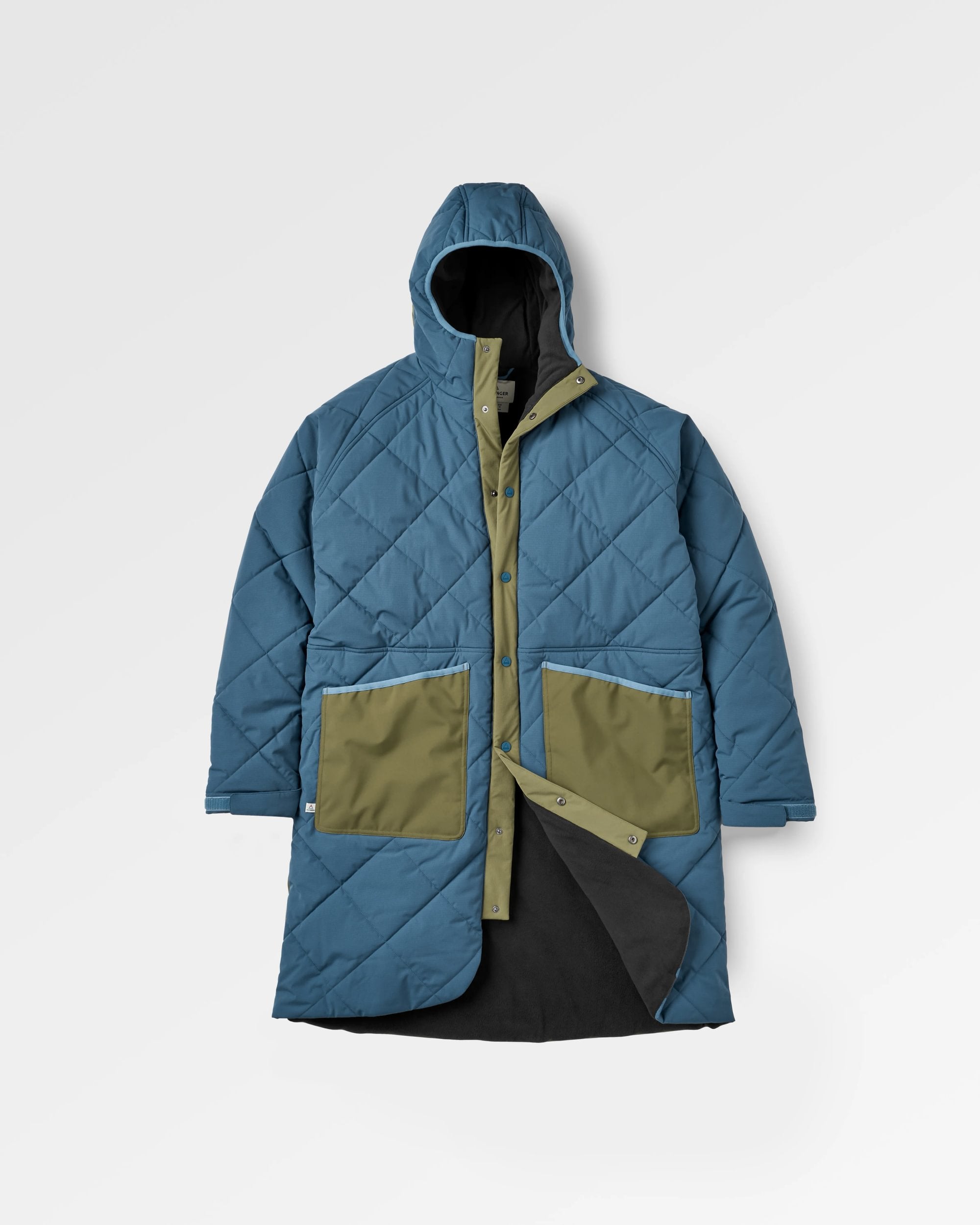 Campscape Recycled Fleece Lined Parka - Khaki/Dark Denim