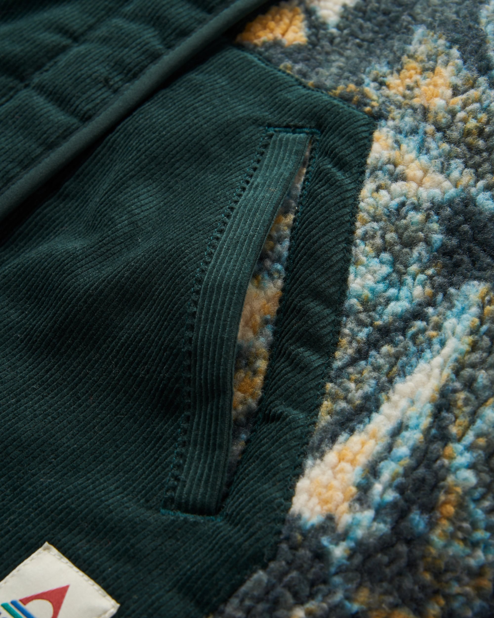 Clover Recycled Cotton-Lined Sherpa Fleece - Frost Dark Fern
