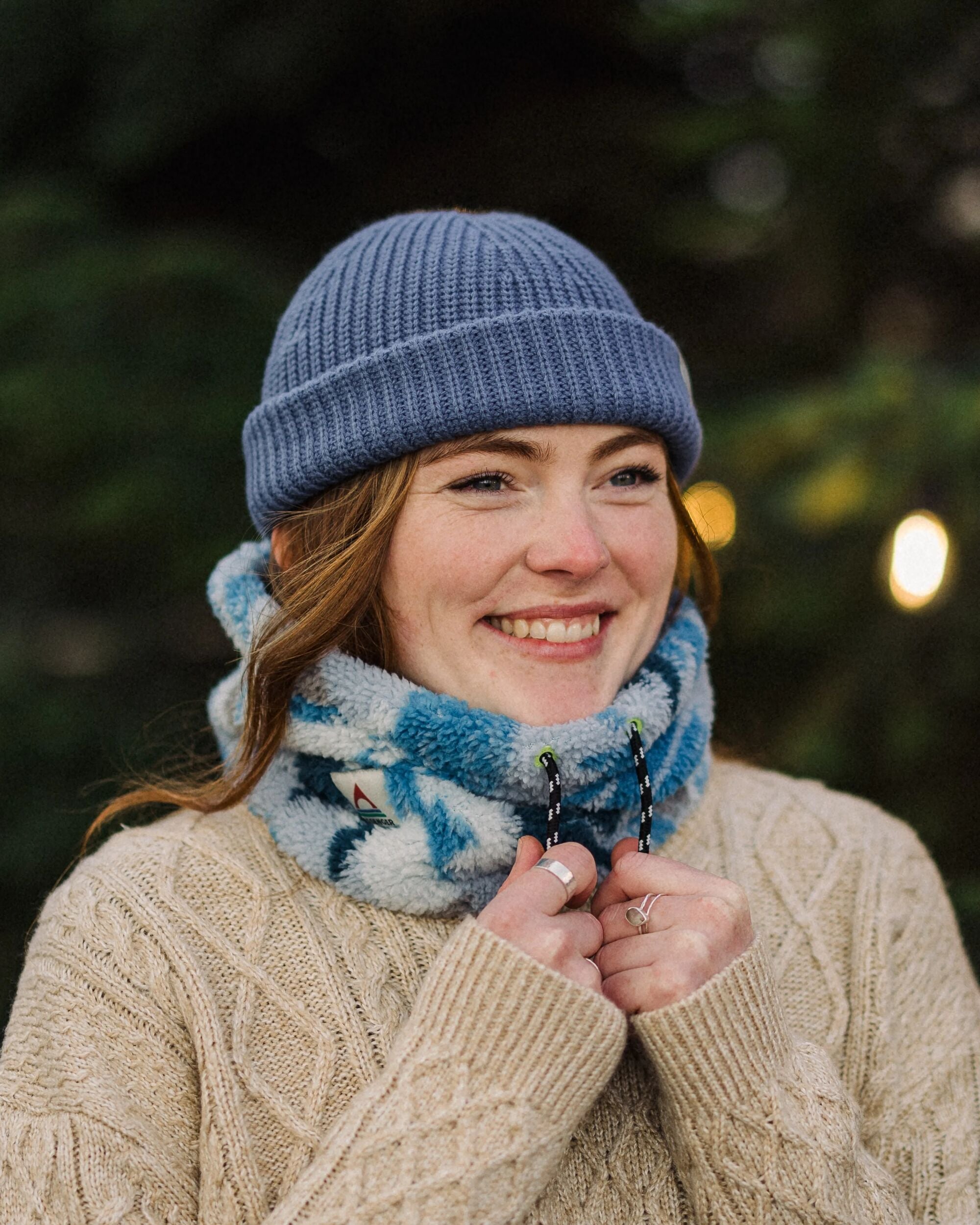 Ash Recycled Sherpa Fleece Snood - Abstract Mountain Blue Steel