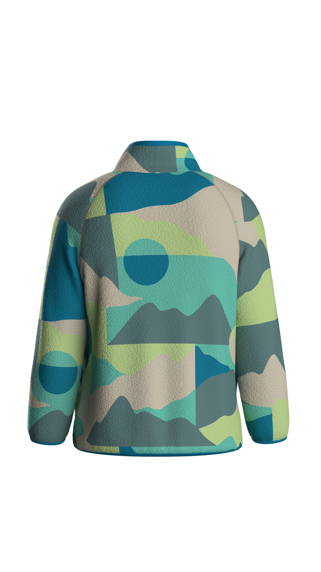 Fairbanks Full Zip Recycled Sherpa Fleece - Vista Patchwork Aqua