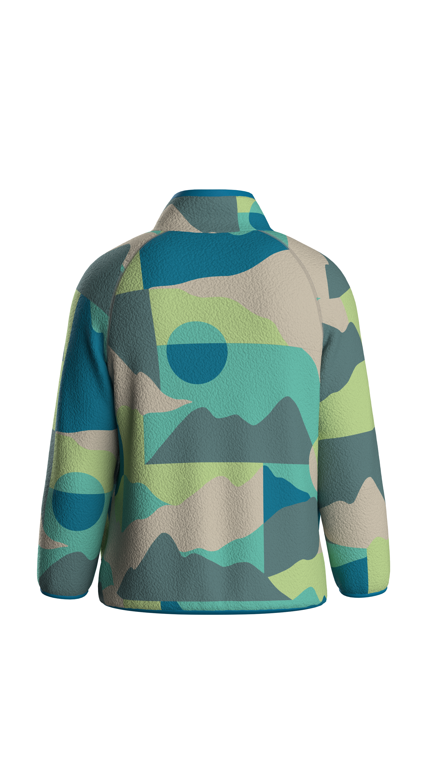 Fairbanks Full Zip Recycled Sherpa Fleece - Vista Patchwork Aqua