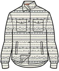East Recycled Polar Fleece Shirt - Mountain Geo Vintage White