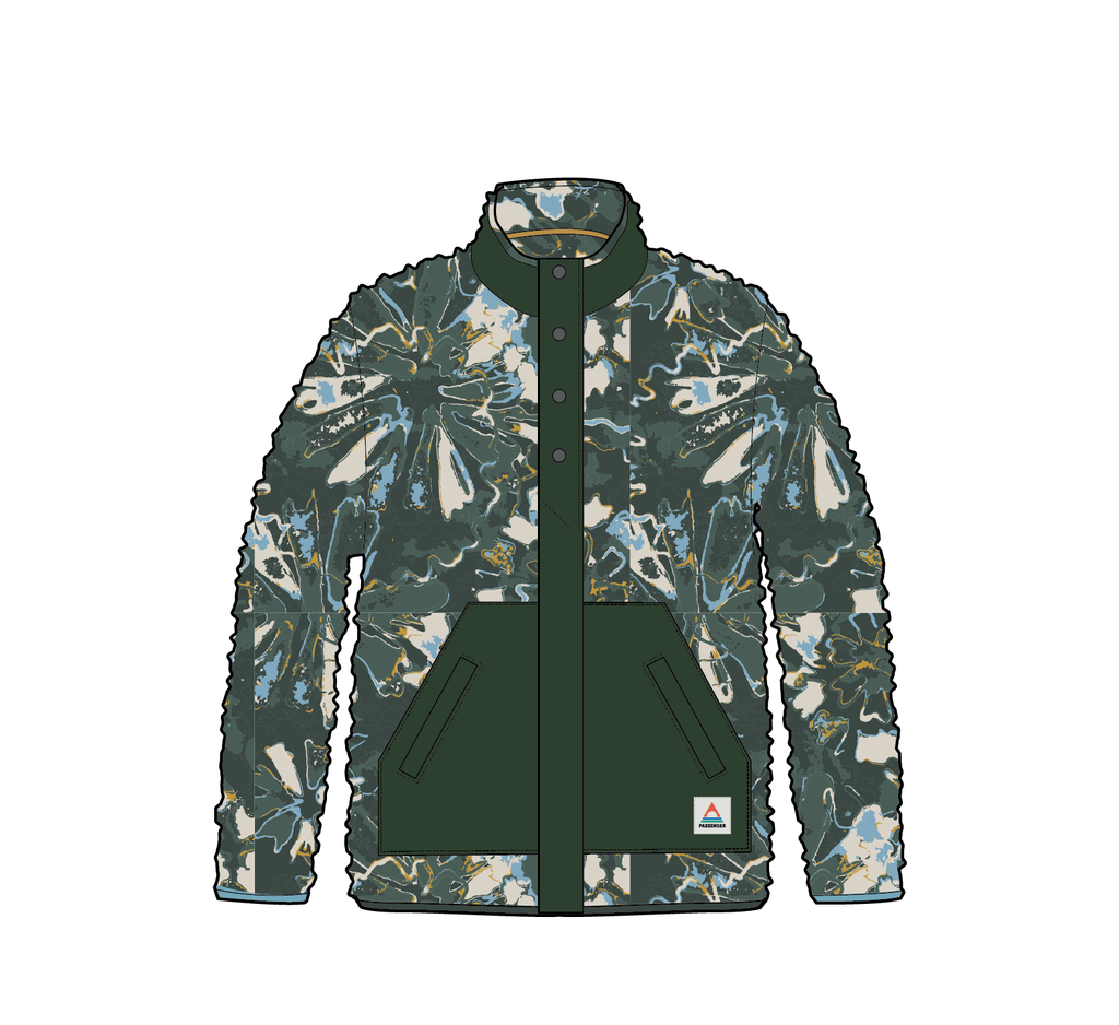 Clover Recycled Cotton-Lined Sherpa Fleece - Frost Dark Fern