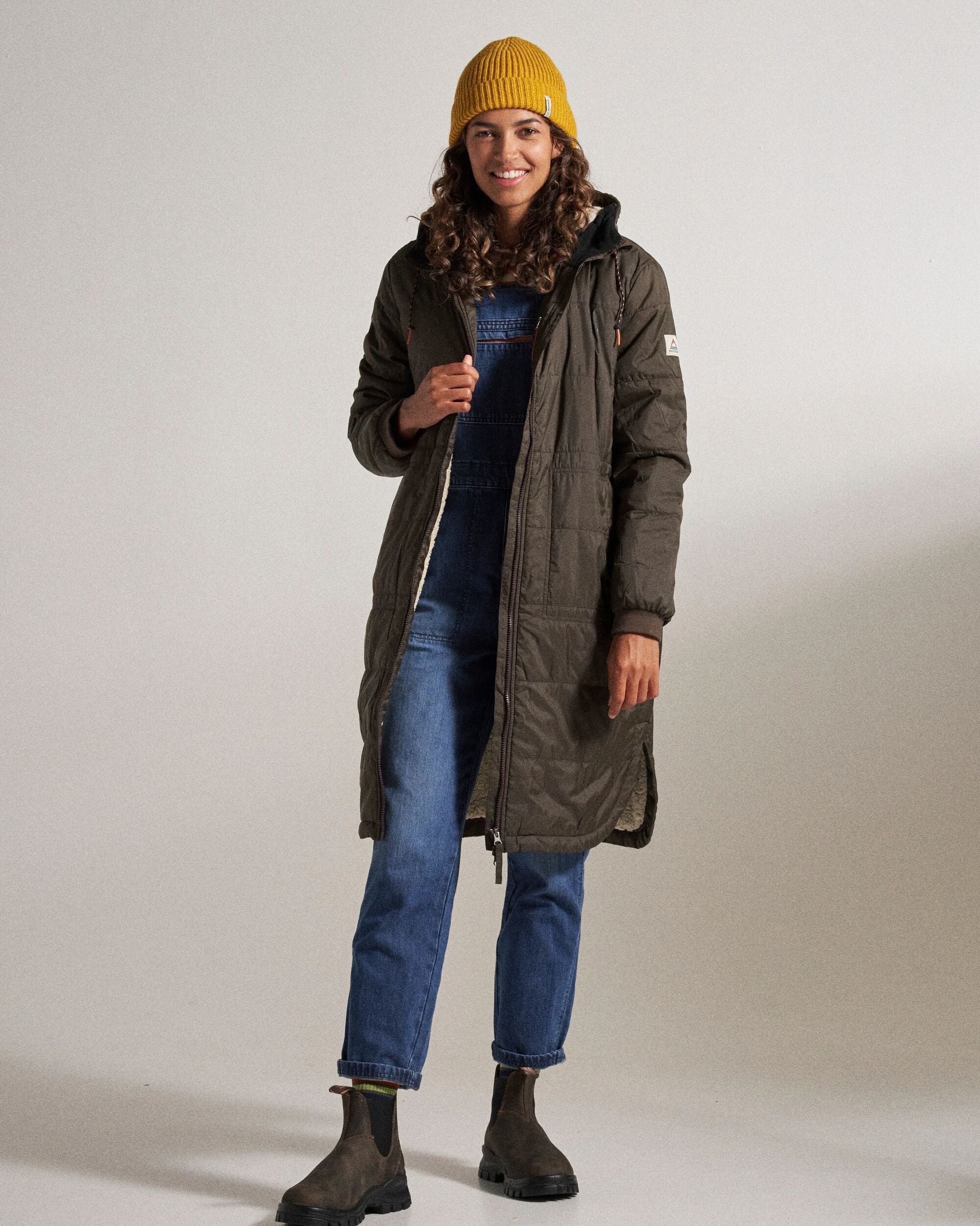 Flora Recycled Sherpa Lined Parka - Coffee