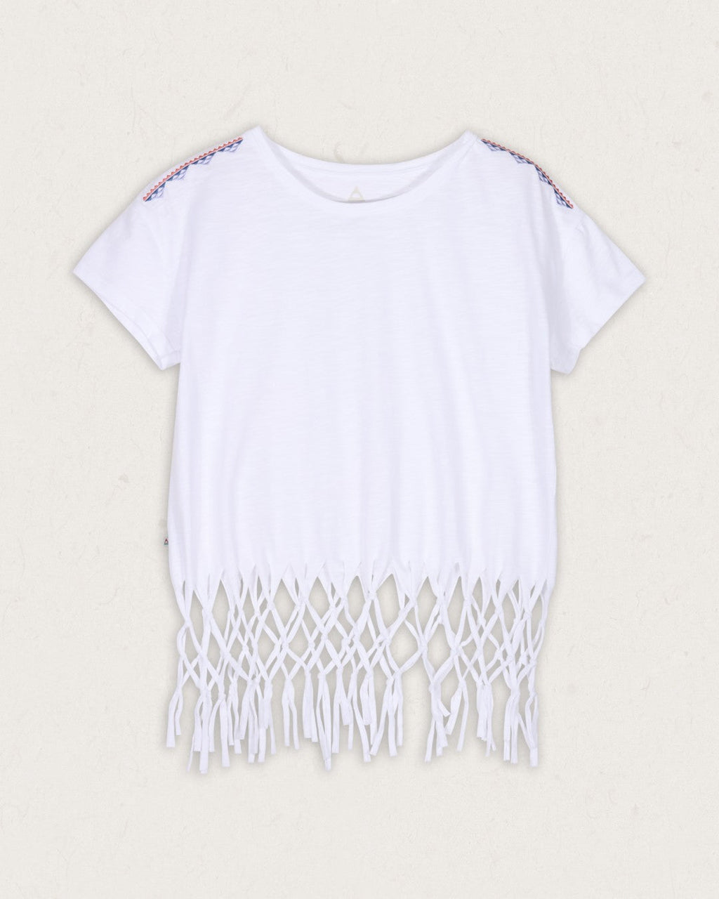 Henna Recycled Cotton Tassel T-Shirt - White