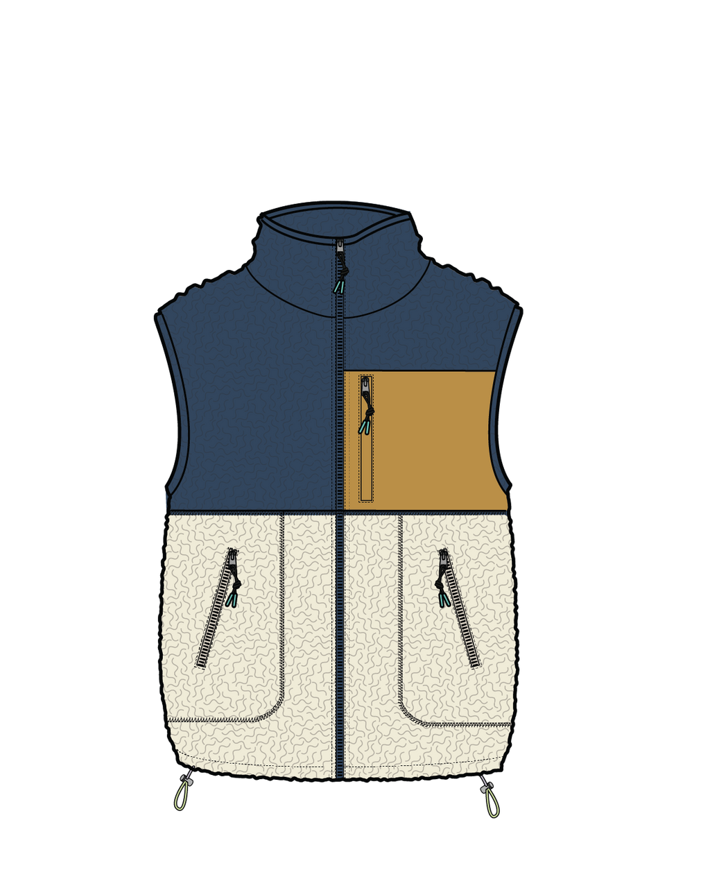 Fairbanks Recycled Sherpa Gilet - Dark Denim/Vintage White