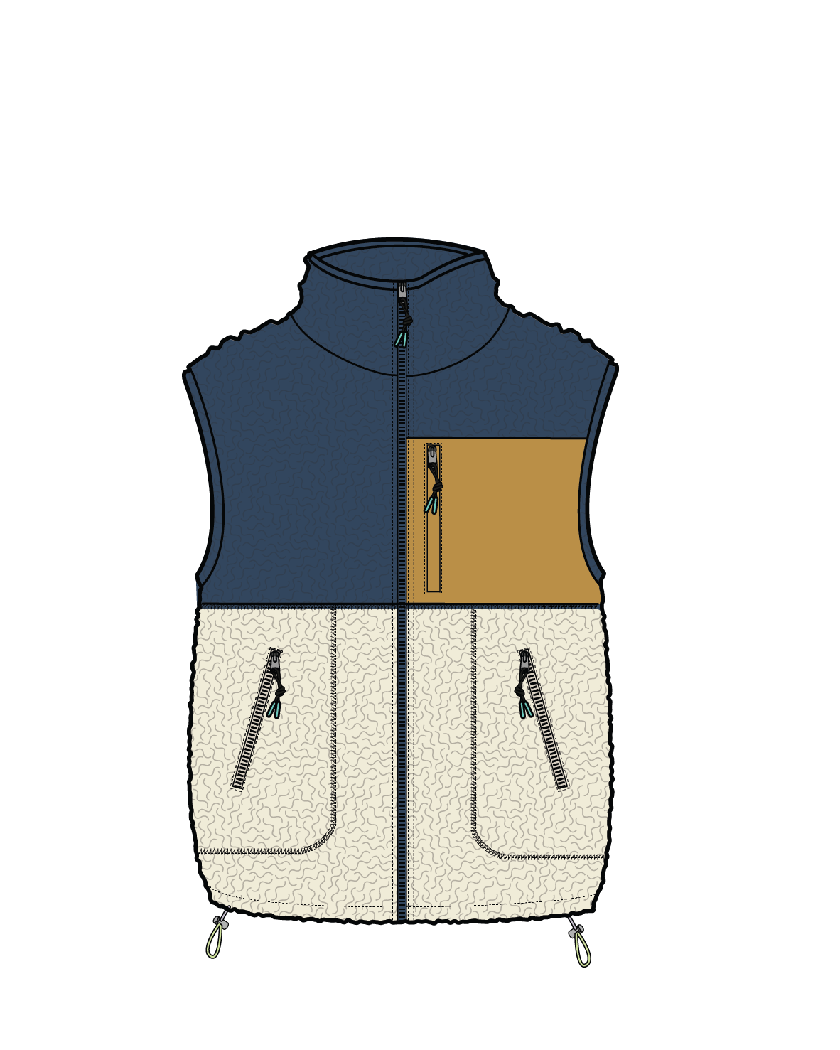 Fairbanks Recycled Sherpa Gilet - Dark Denim/Vintage White