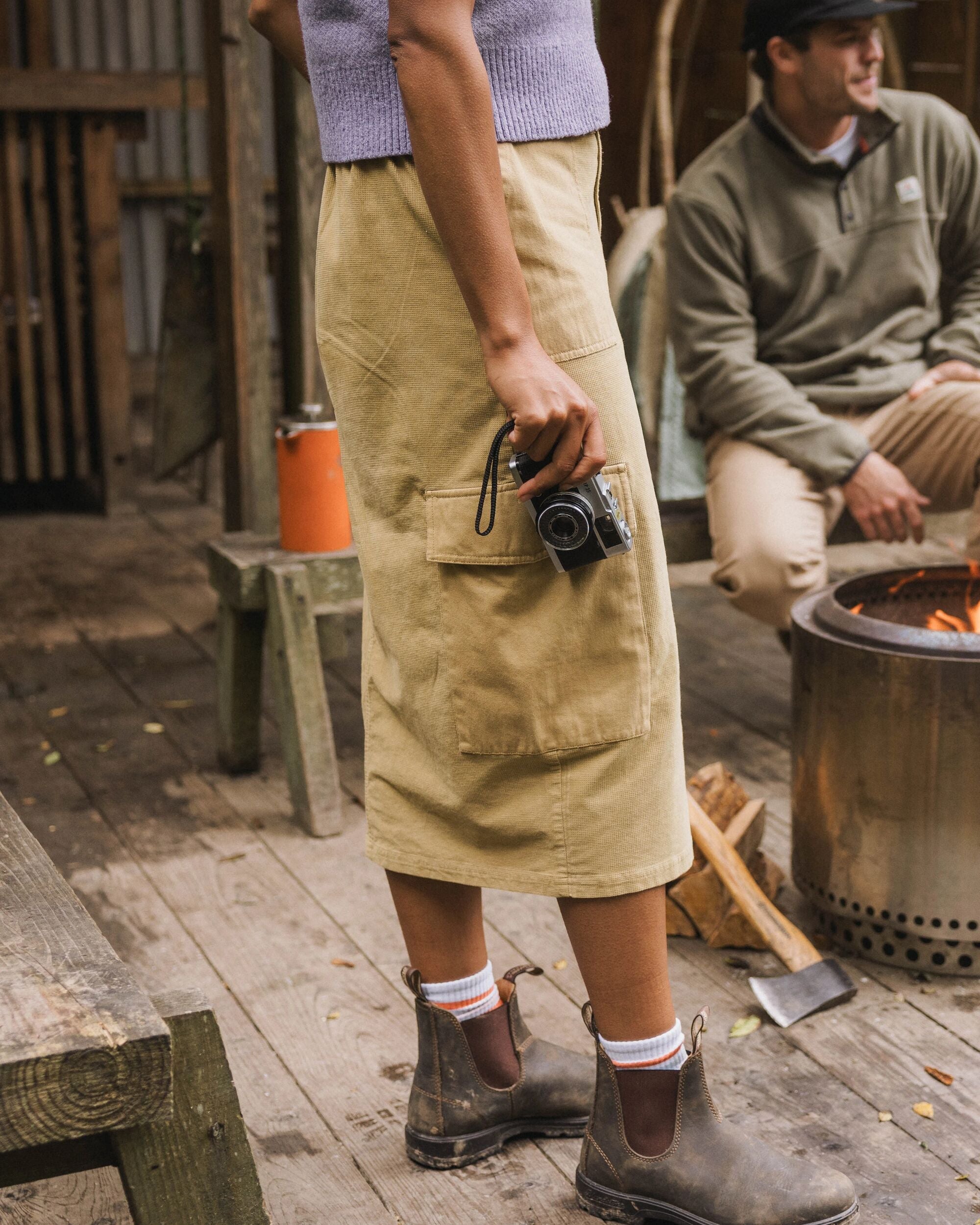 Avian Cord Maxi Skirt - Biscuit