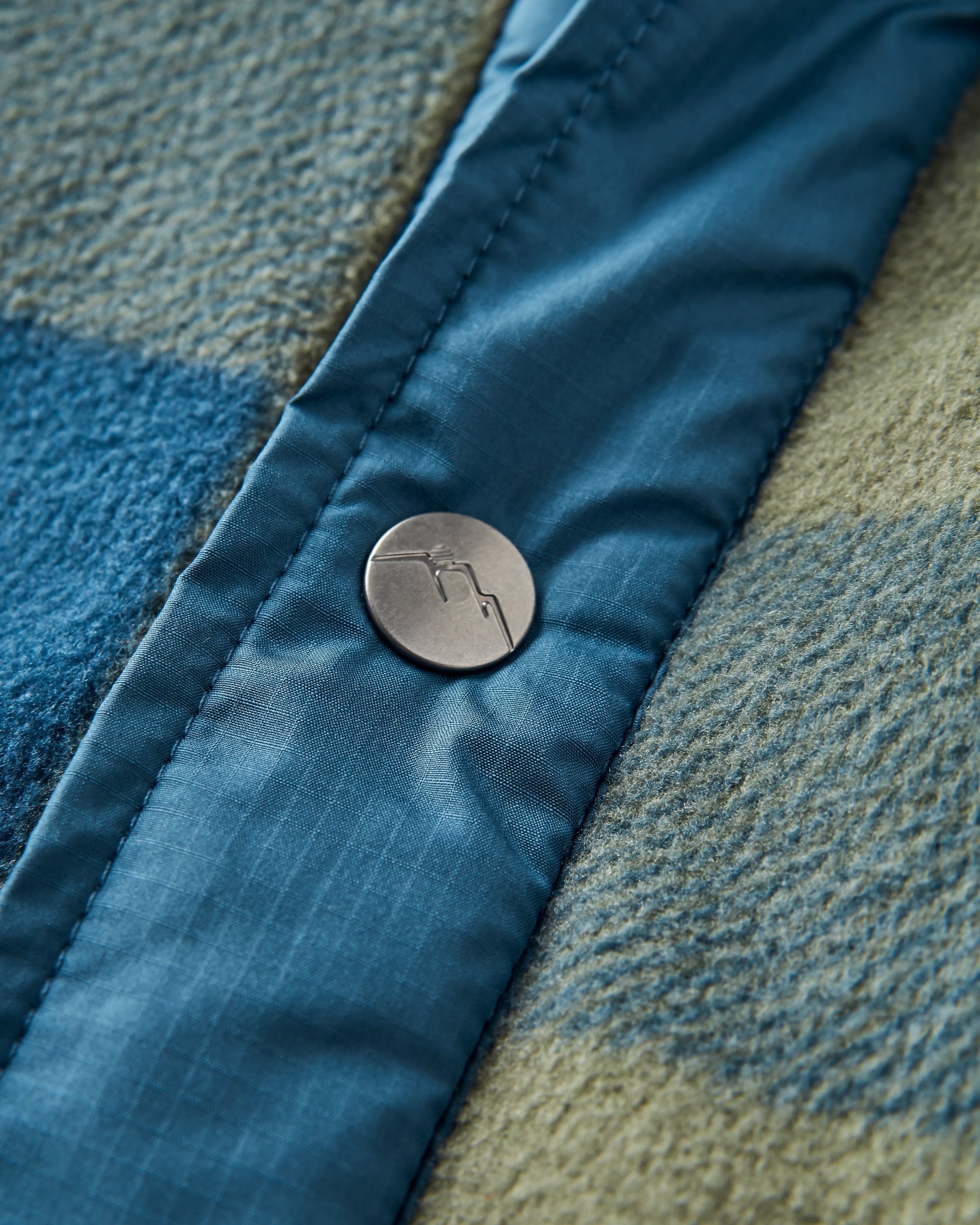 Firelight Sherpa Lined Overshirt - Dusty Olive/Dark Denim Check