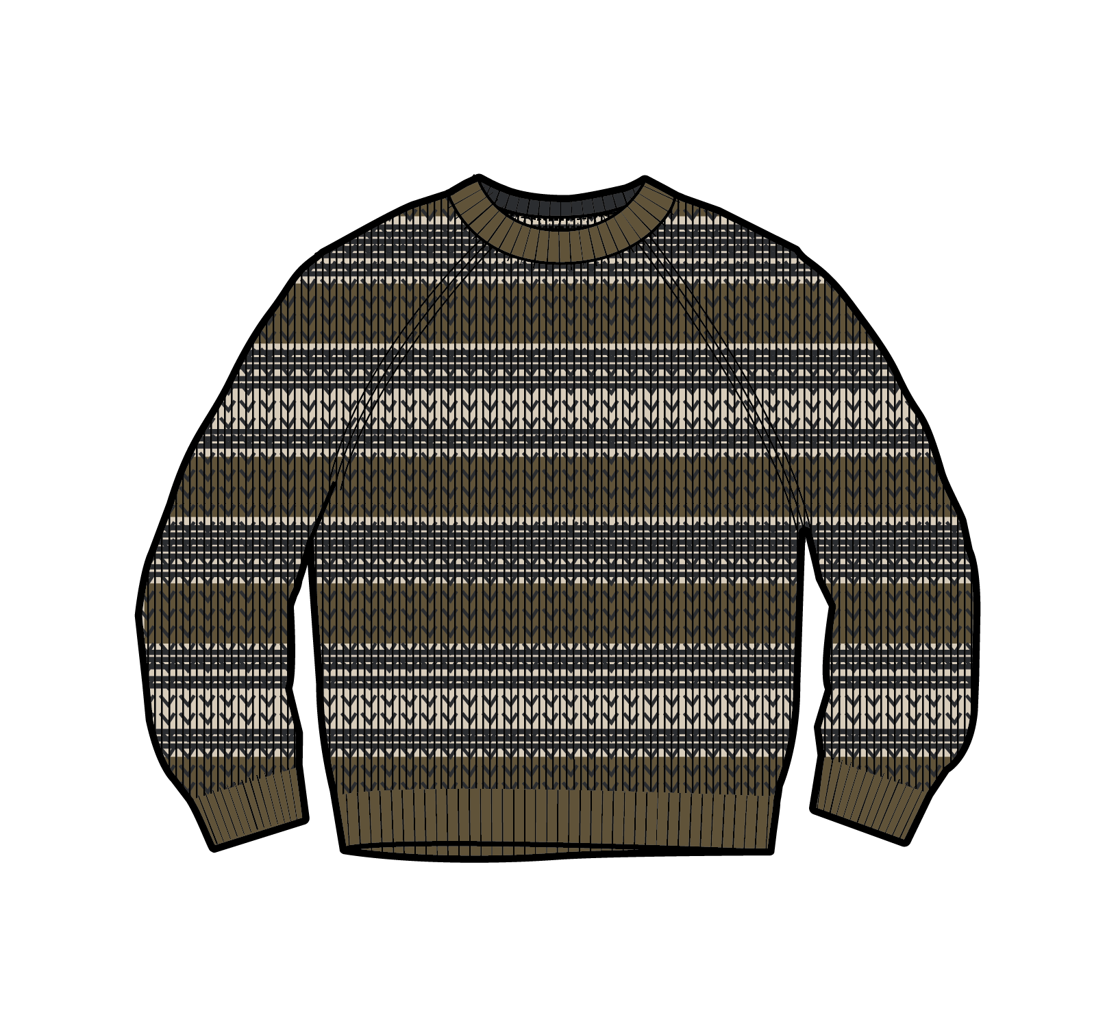 Fog Recycled Knitted Jumper - Dark Olive Multi Stripe