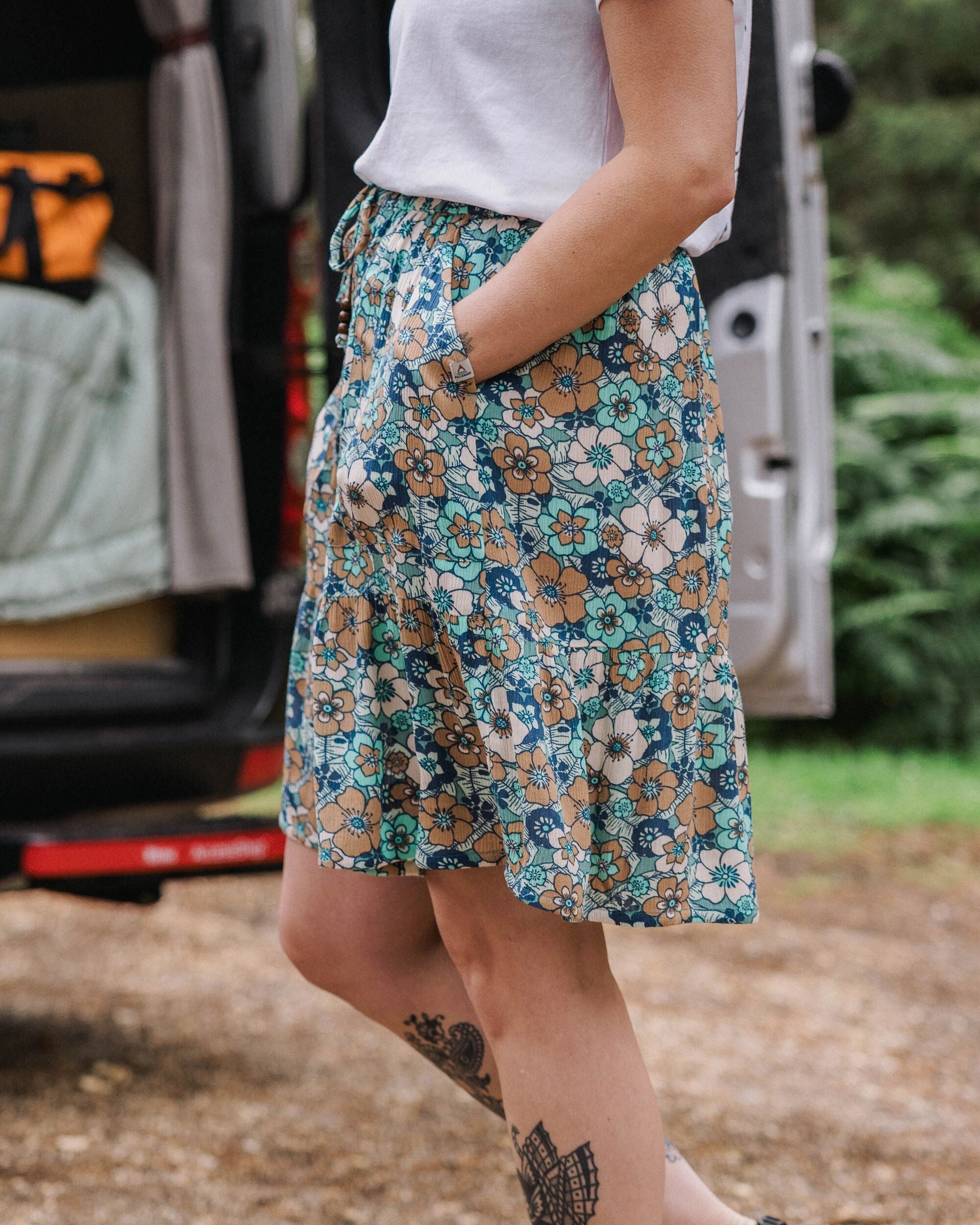 Dew EcoVero Woven Skirt - Vintage Floral Aqua