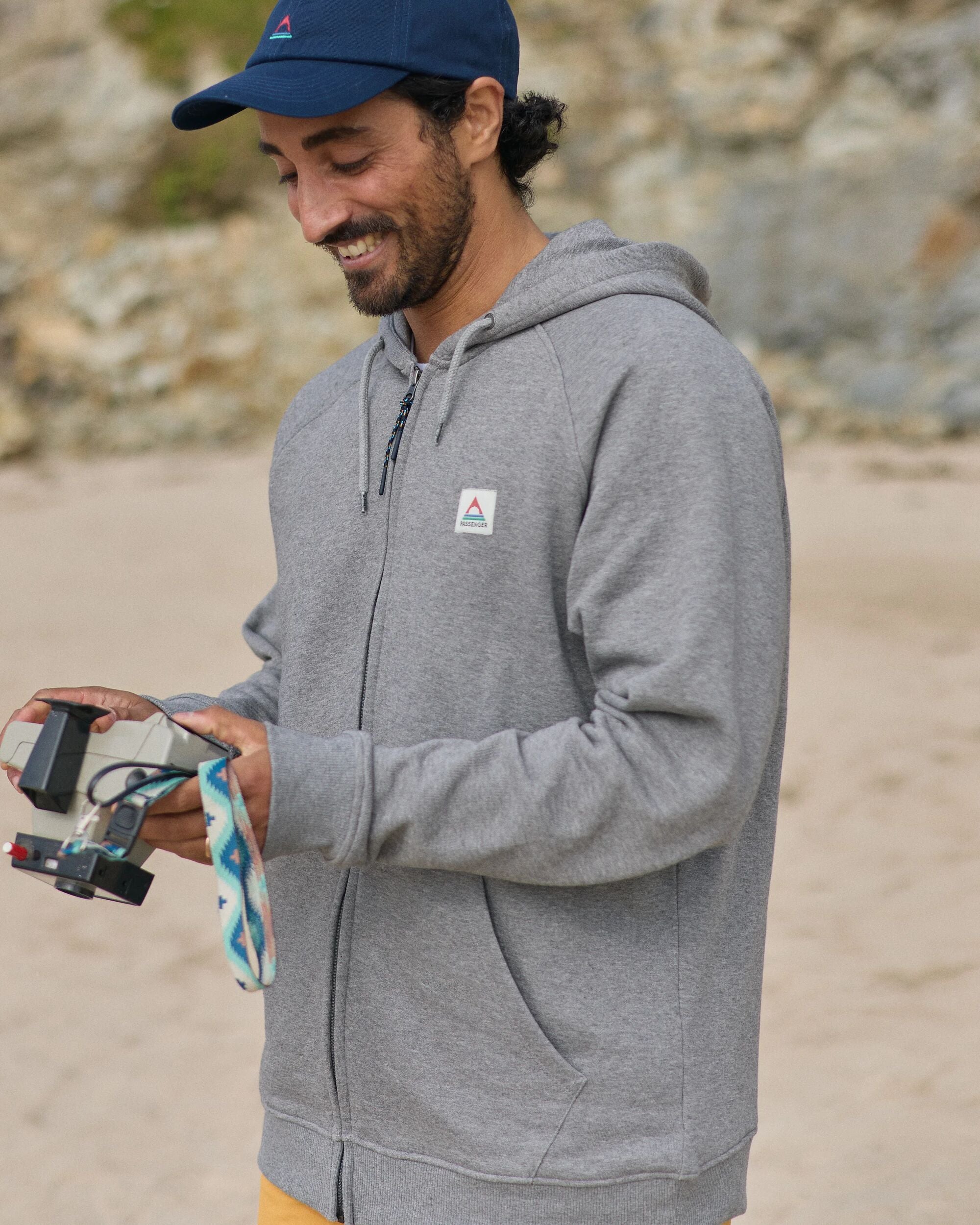 Heritage Full Zip Recycled Cotton Hoodie - Dark Grey Marl