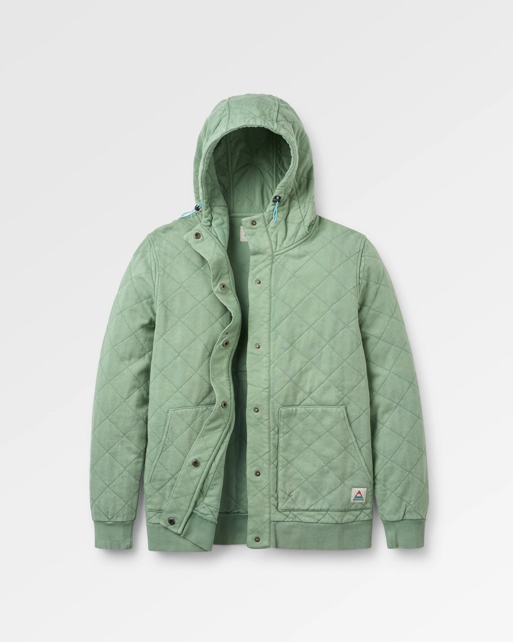 Clementine Recycled Quilted Popper Up Hoodie - Pistachio