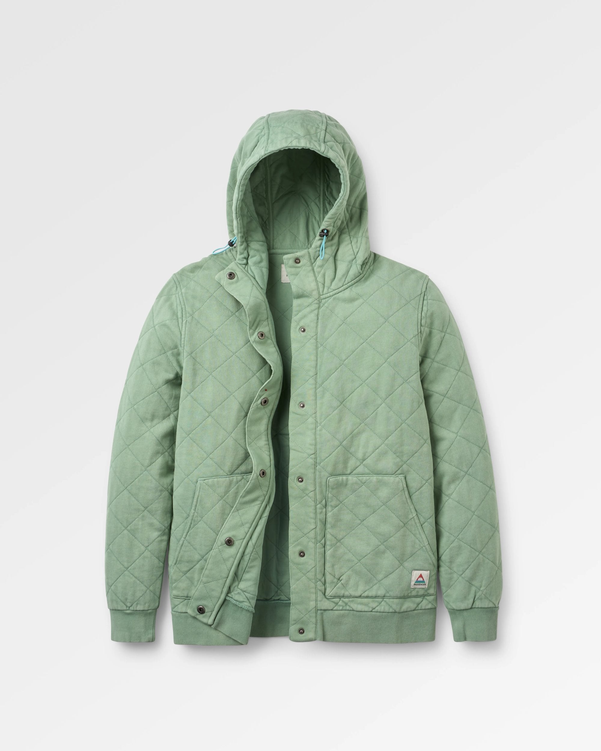 Clementine Recycled Quilted Popper Up Hoodie - Pistachio