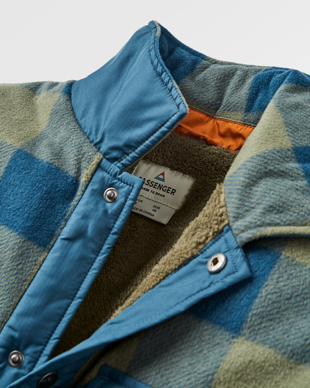 Firelight Sherpa Lined Overshirt - Dusty Olive/Dark Denim Check