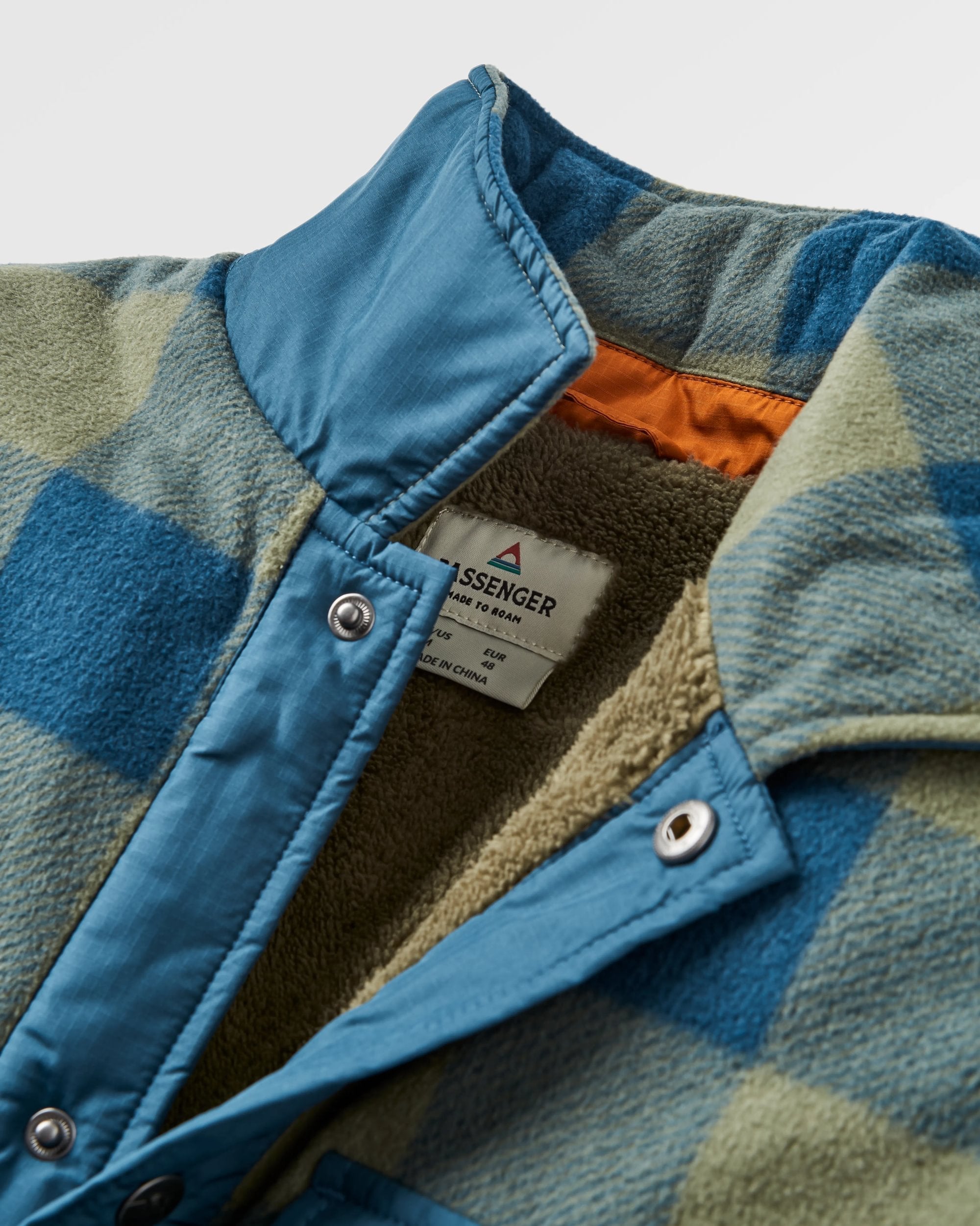 Firelight Sherpa Lined Overshirt - Dusty Olive/Dark Denim Check
