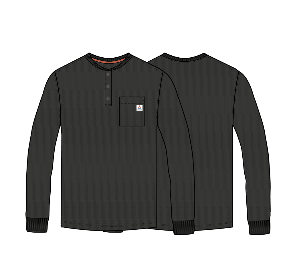 Headland LS Slub Henley - Faded Black