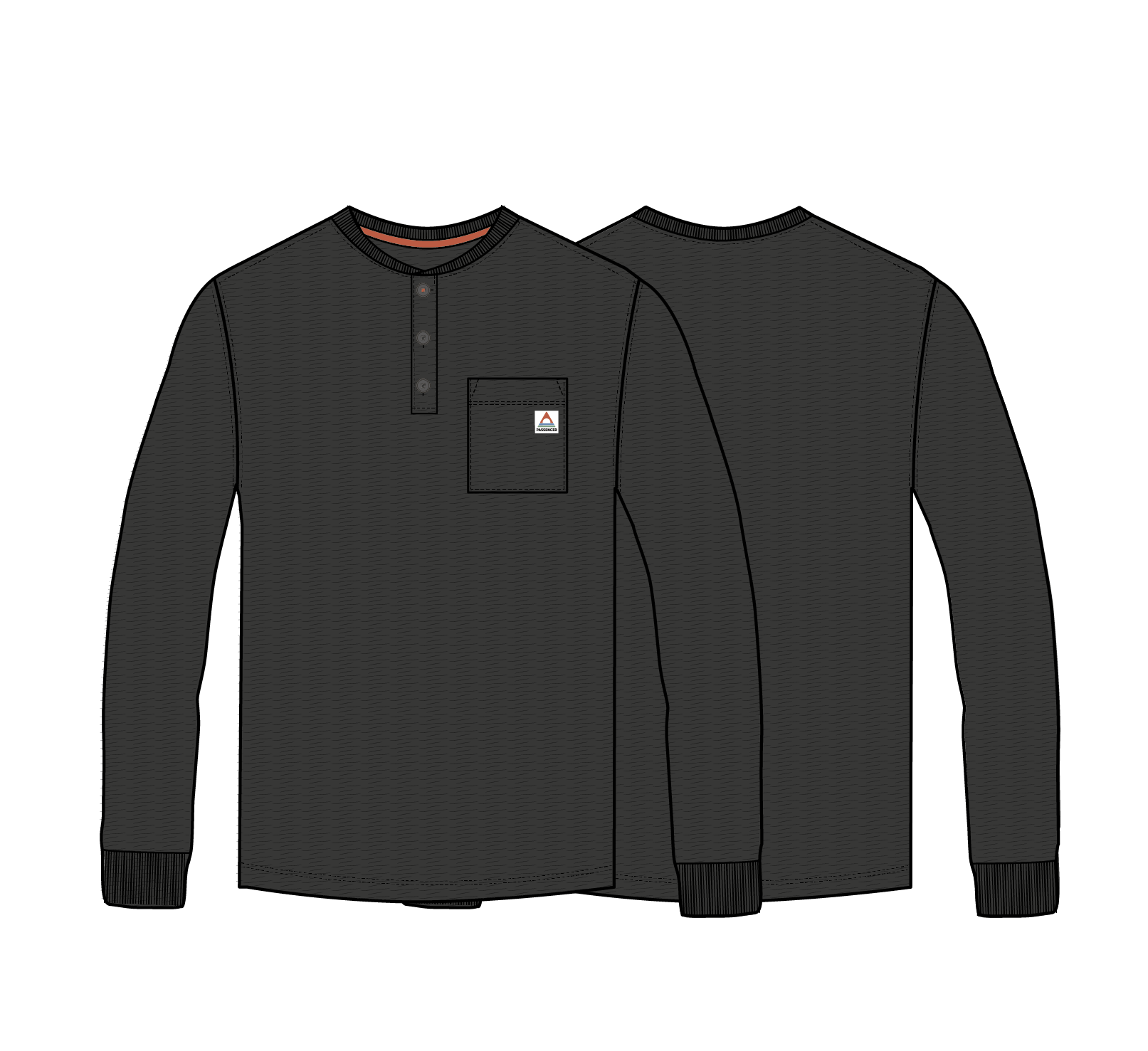 Headland LS Slub Henley - Faded Black