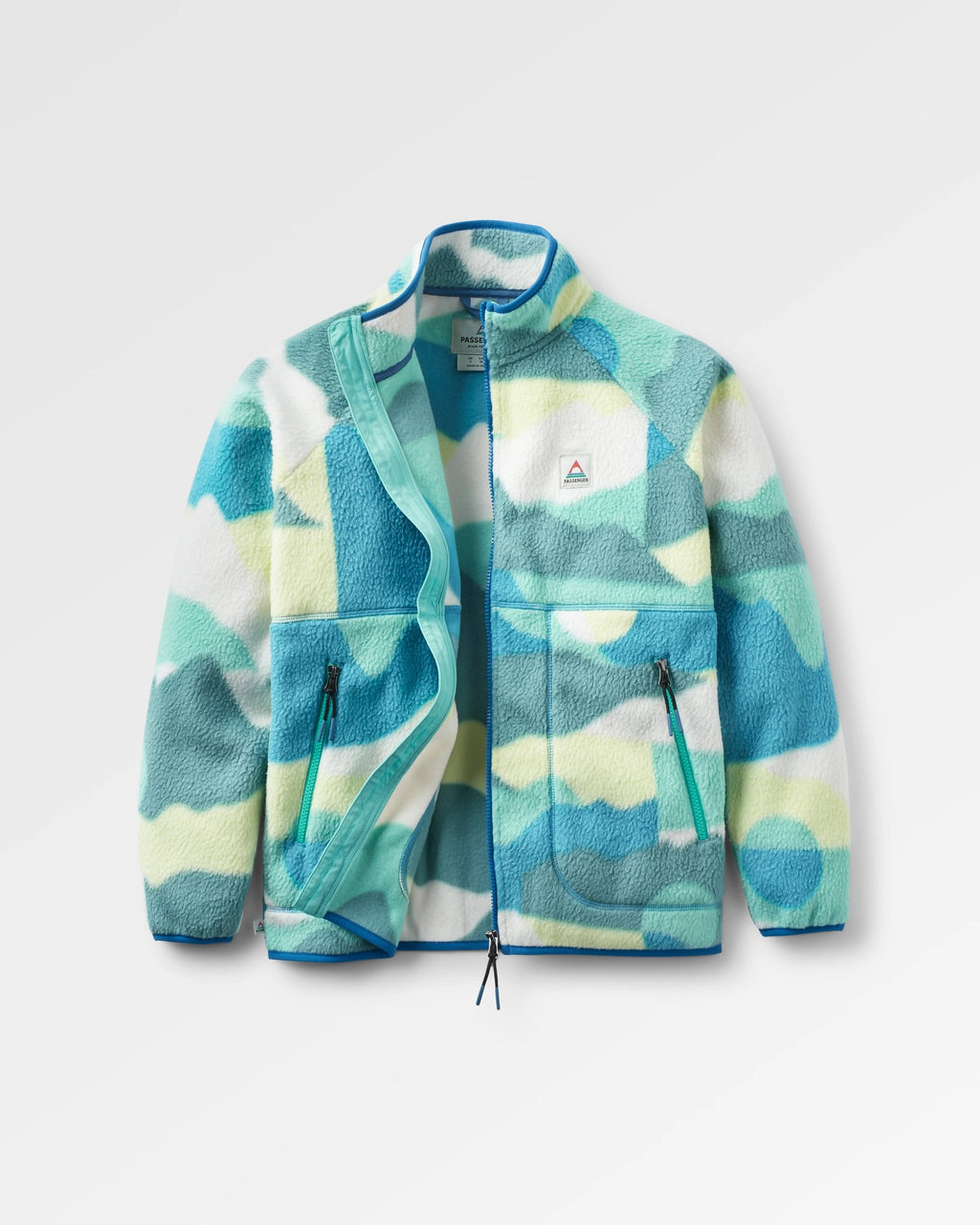 Fairbanks Full Zip Recycled Sherpa Fleece - Vista Patchwork Aqua