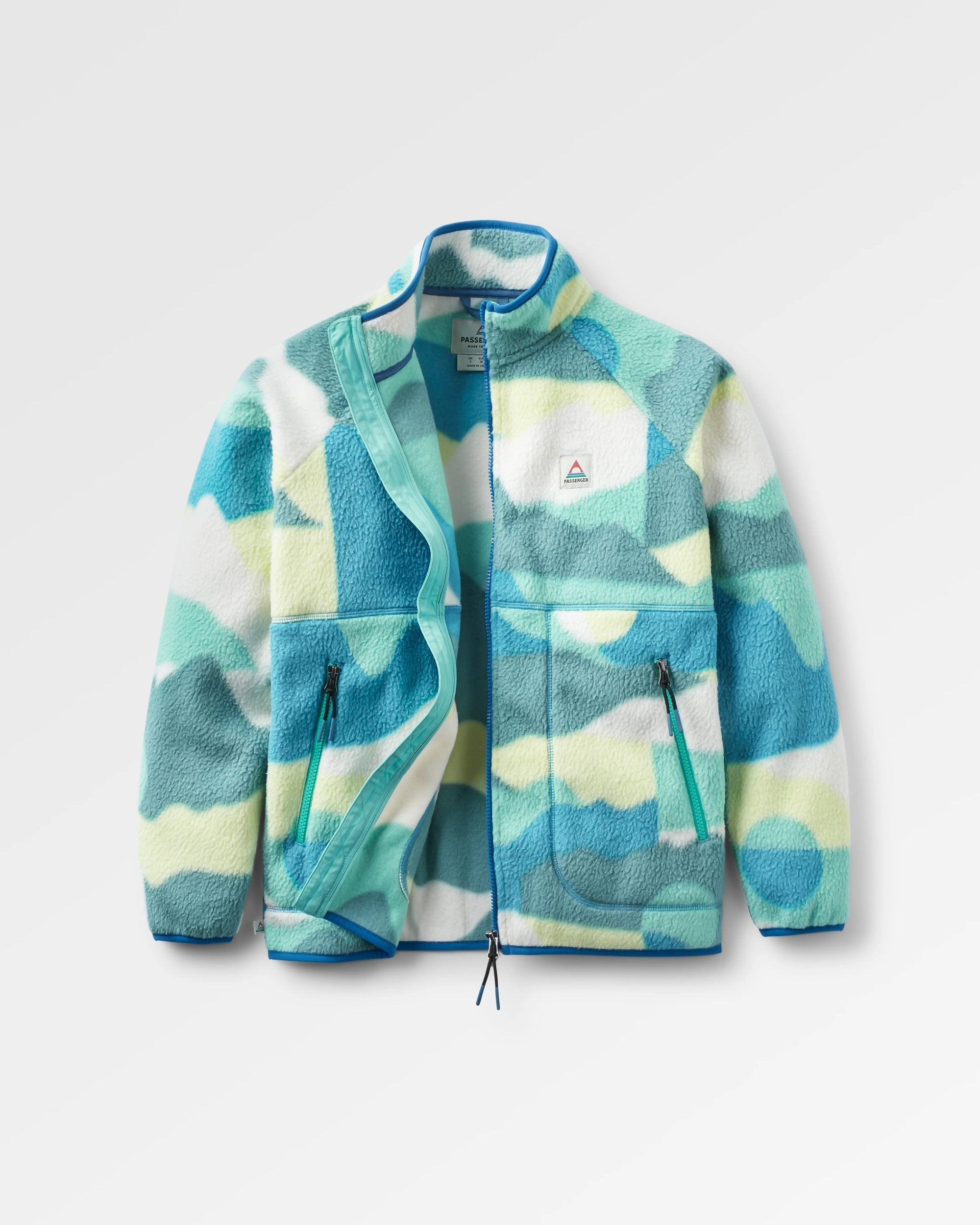 Fairbanks Full Zip Recycled Sherpa Fleece - Vista Patchwork Aqua