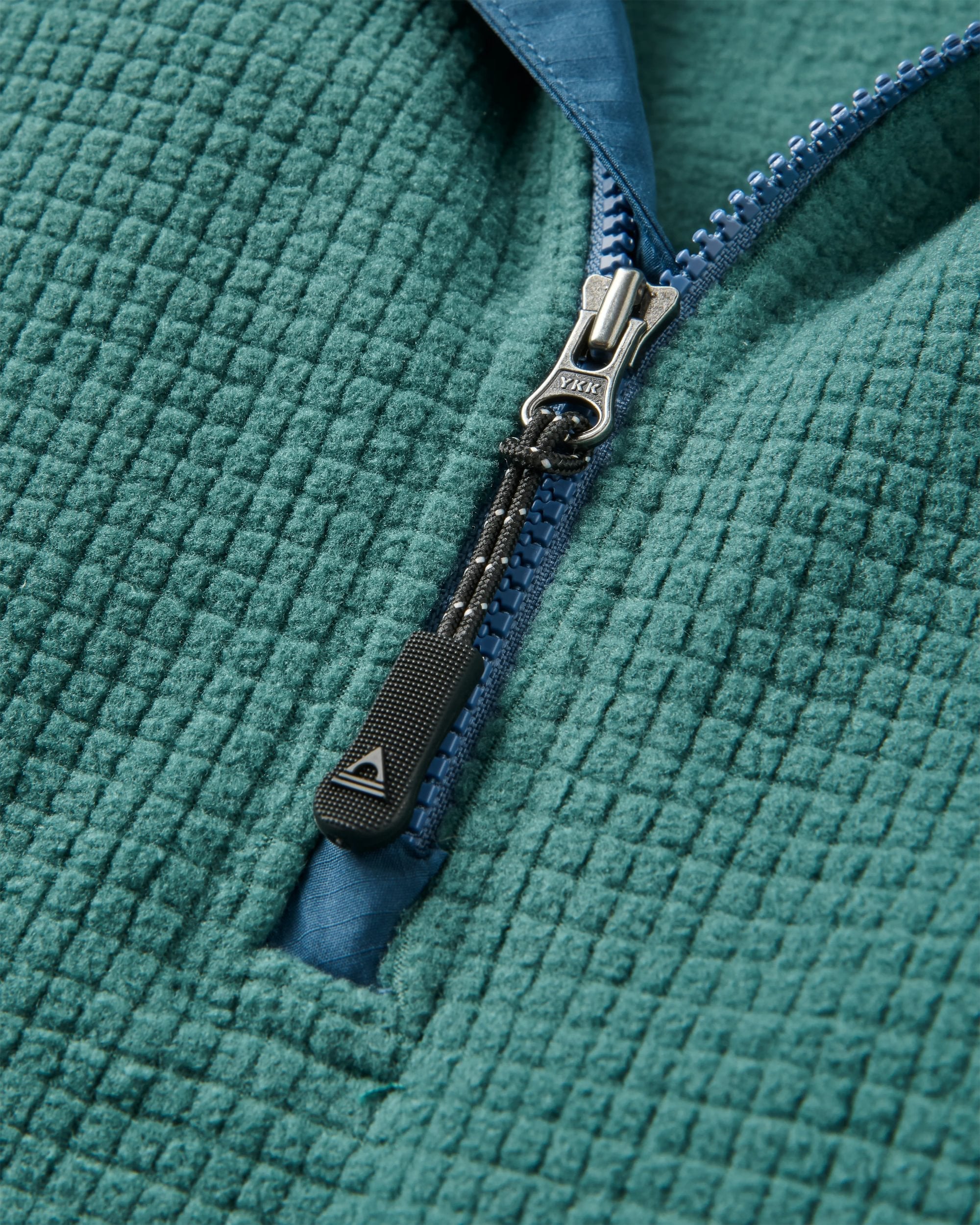 Forestscape Recycled Grid Fleece Hoodie - Deep Ocean