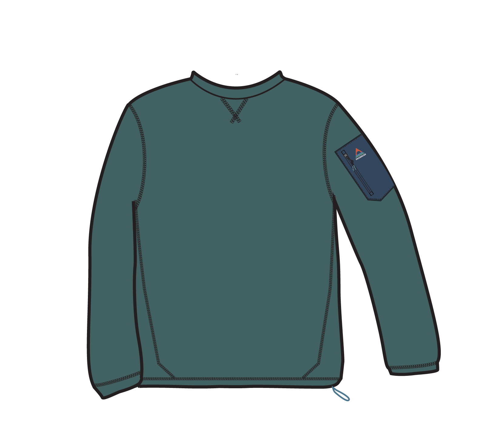 Forestscape Recycled Grid Fleece Crew - Deep Ocean