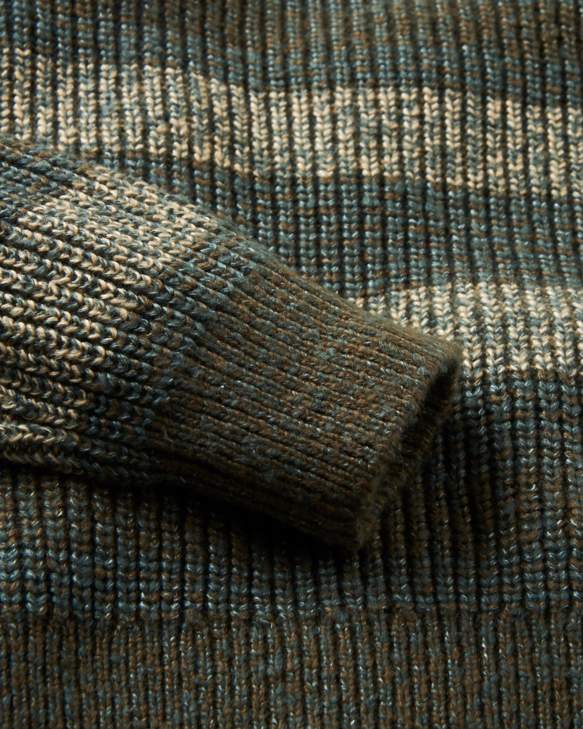 Fog Recycled Knitted Jumper - Dark Olive Multi Stripe