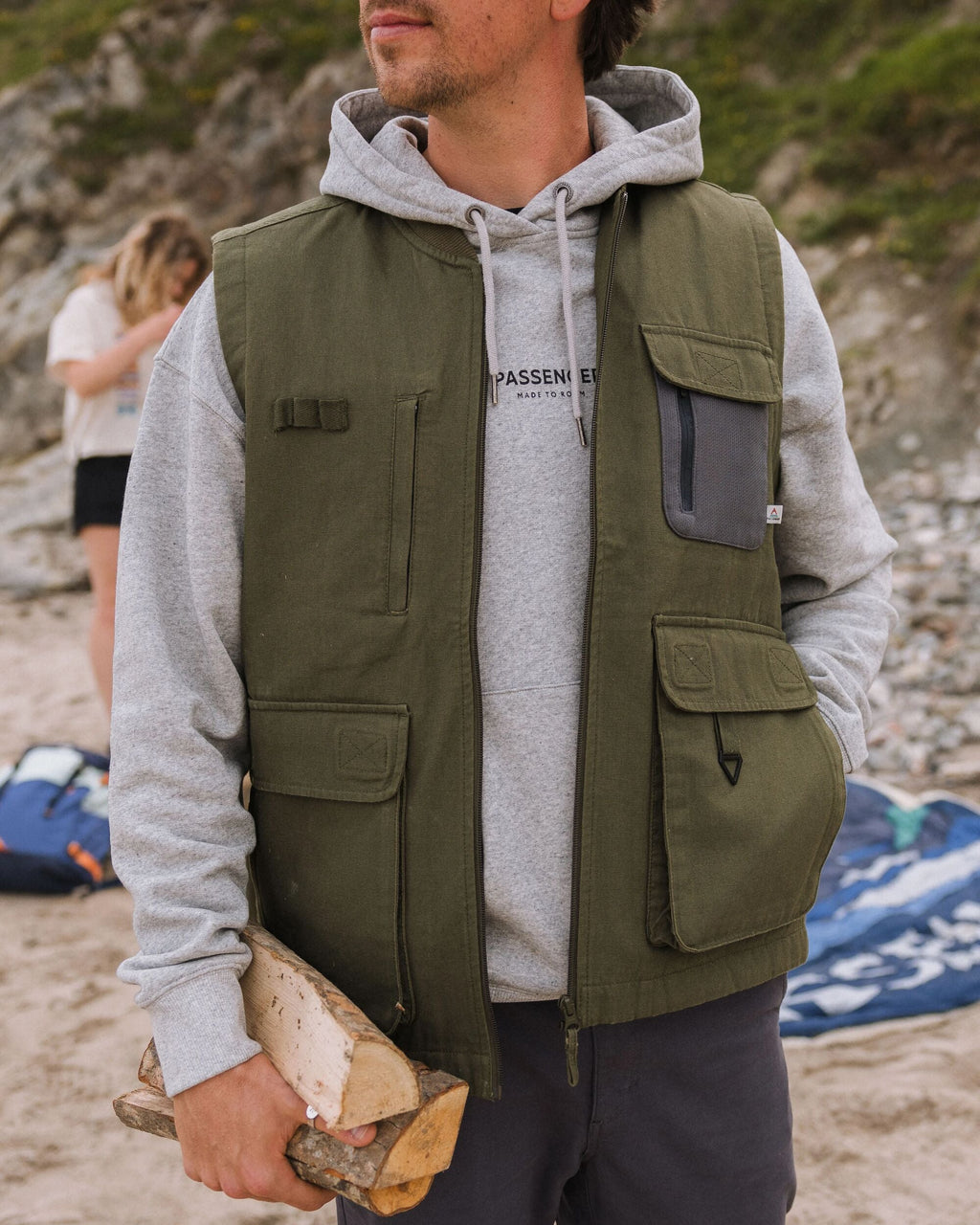 Explorers Organic Cotton Canvas Gilet - Khaki