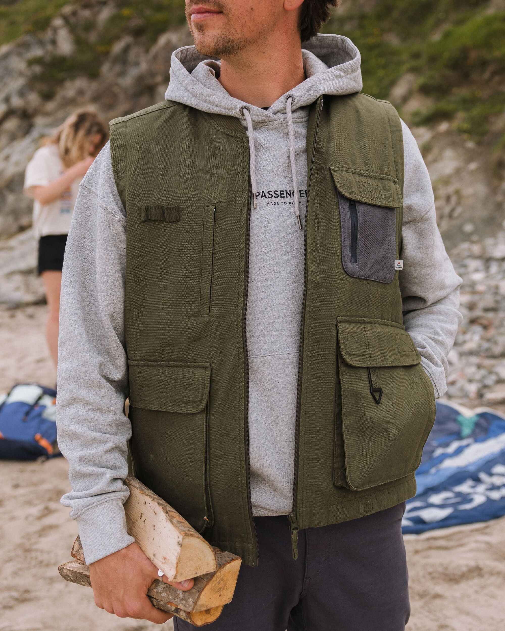 Explorers Organic Cotton Canvas Gilet - Khaki