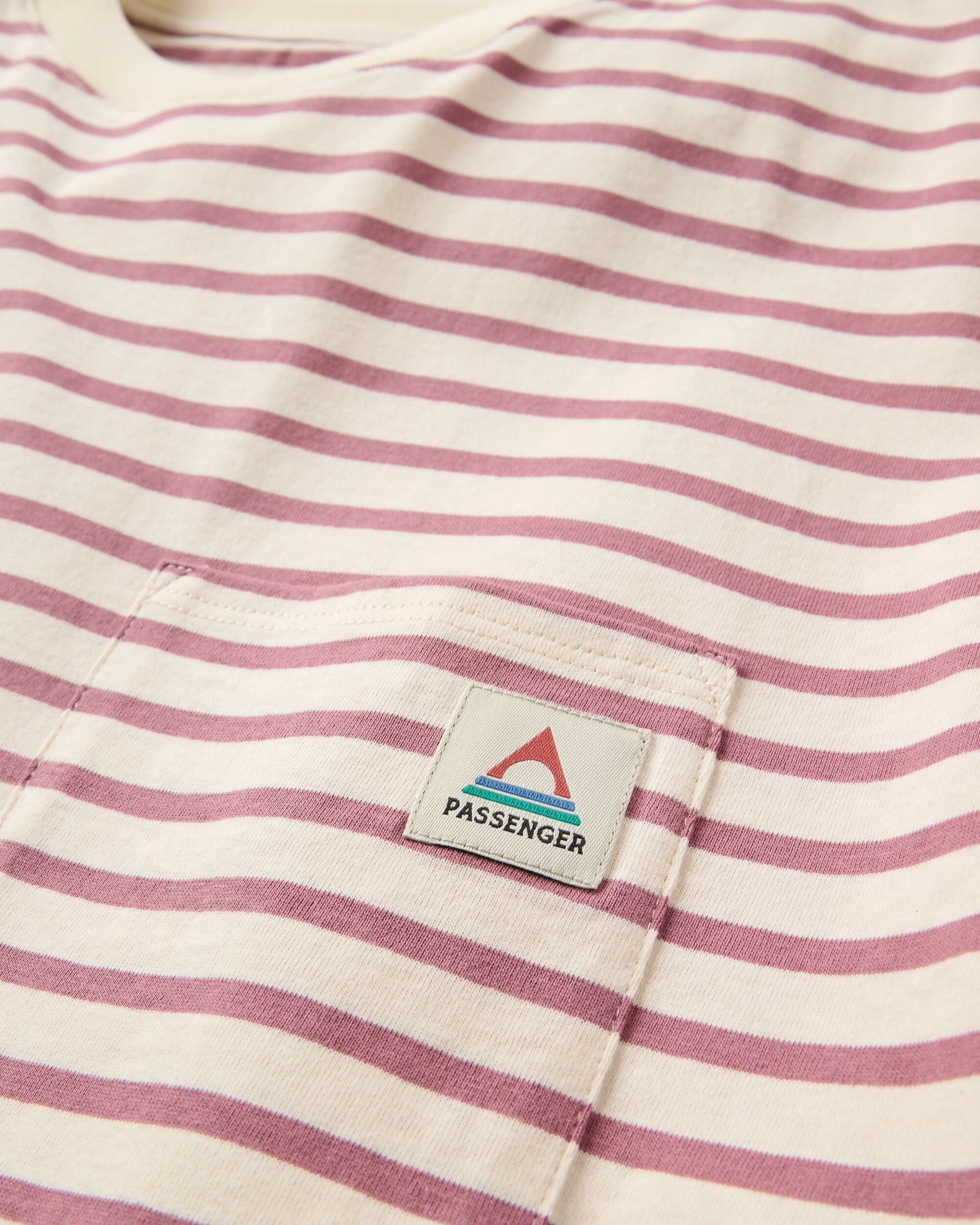 Zen Recycled Cotton Relaxed Fit T-Shirt - Mauve Dusk Stripe