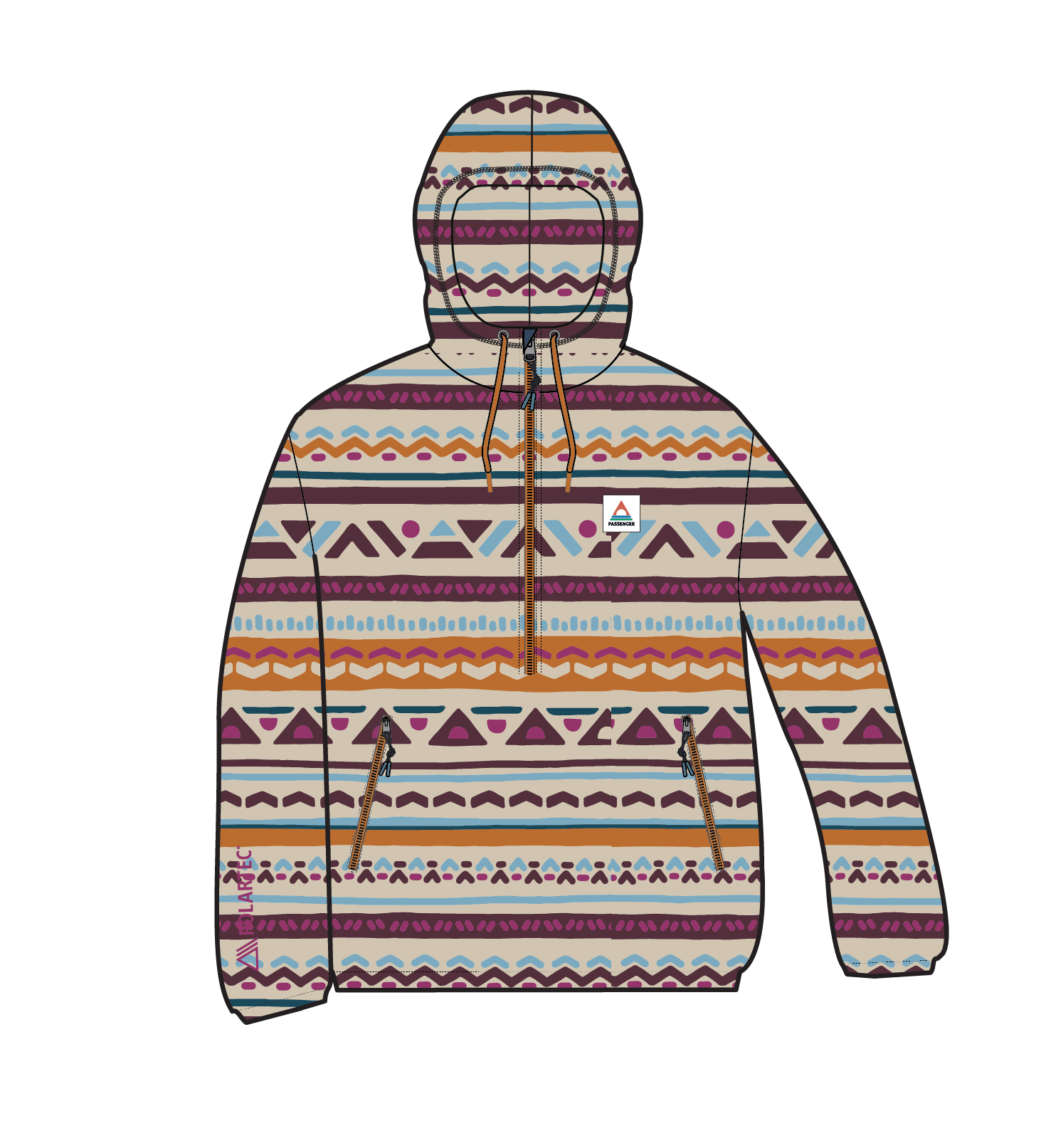 Ayla Micro Polartec® Hooded Fleece - Geo Tracks Birch