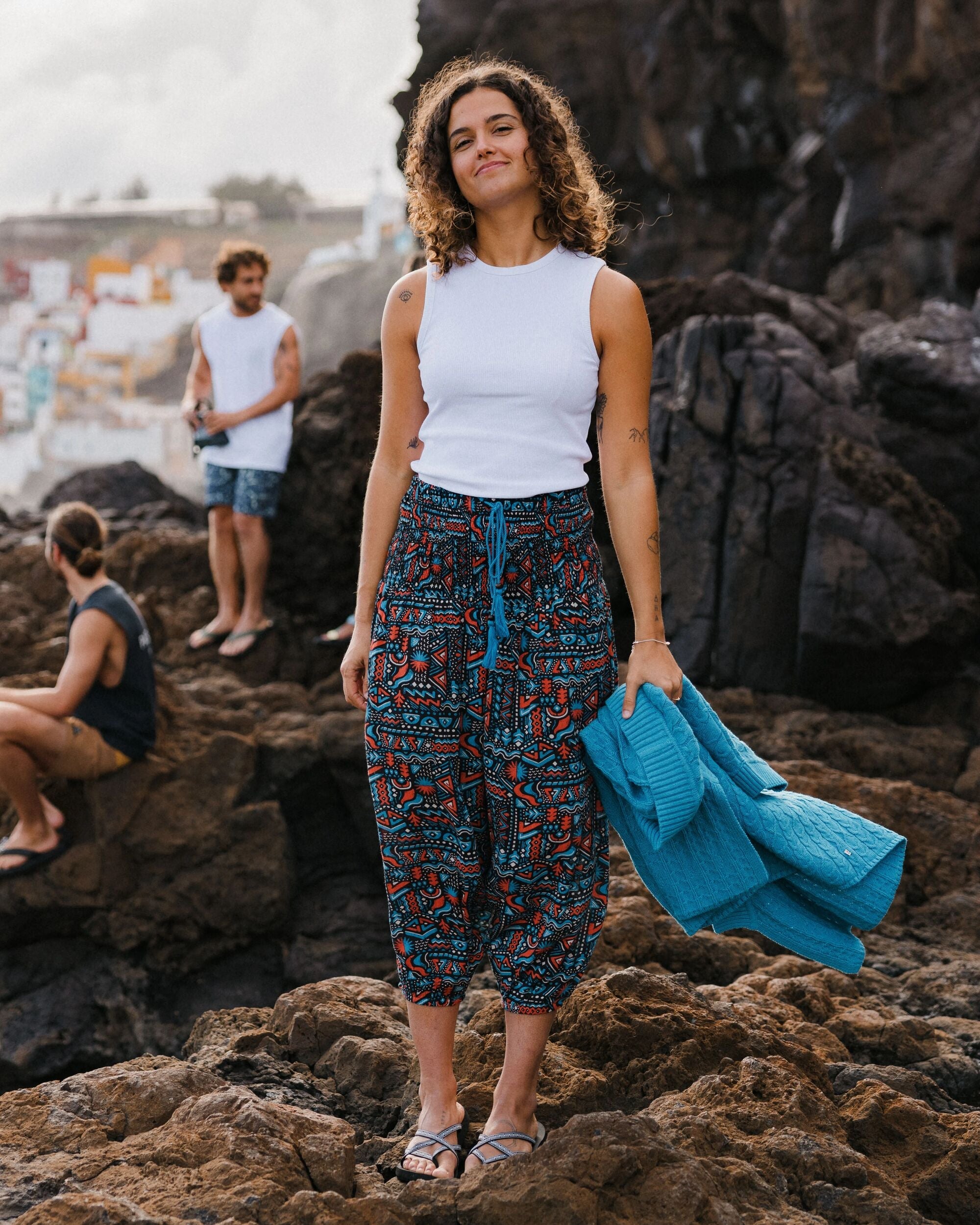 Daylily Loose Trouser - Elemental Geo Black