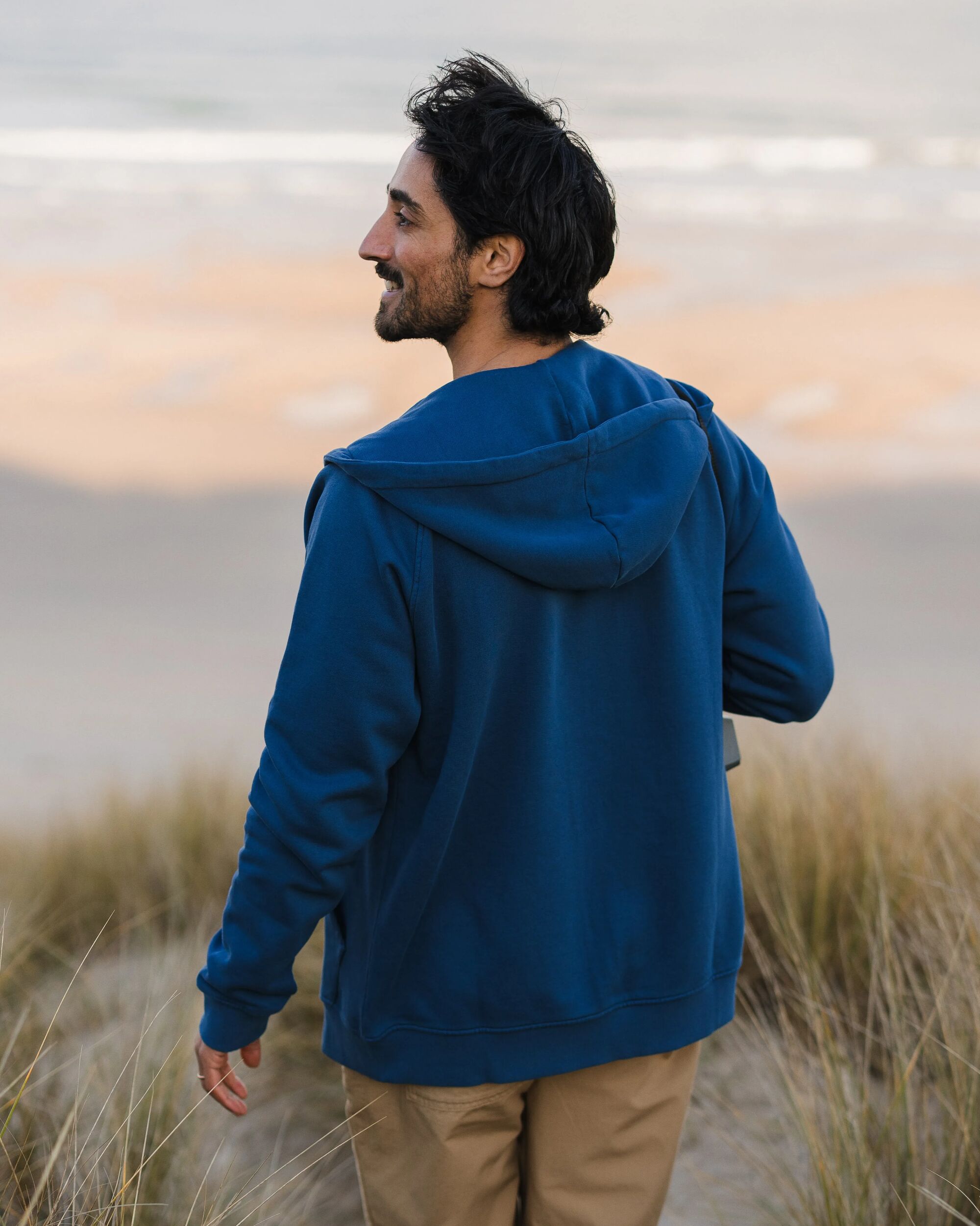 Heritage Full Zip Recycled Cotton Hoodie - Dark Denim