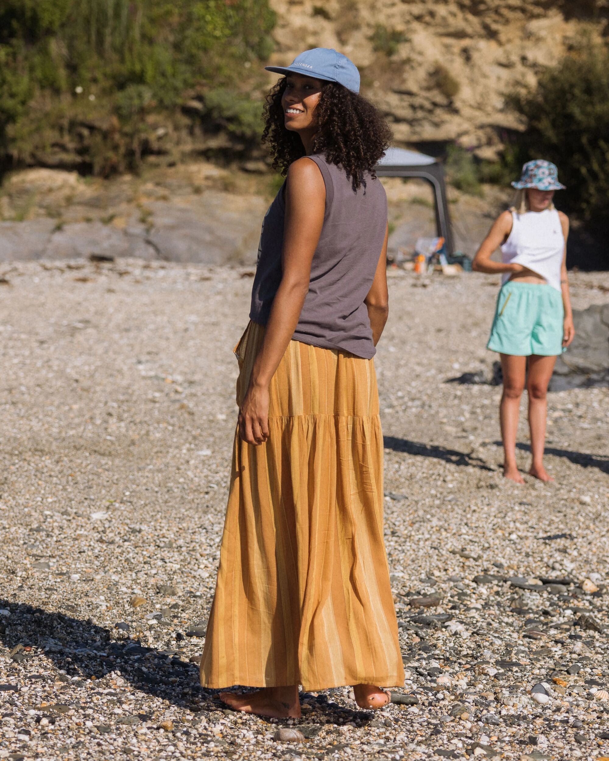 Zephyr Woven Maxi Skirt - Spruce Yellow Stripe