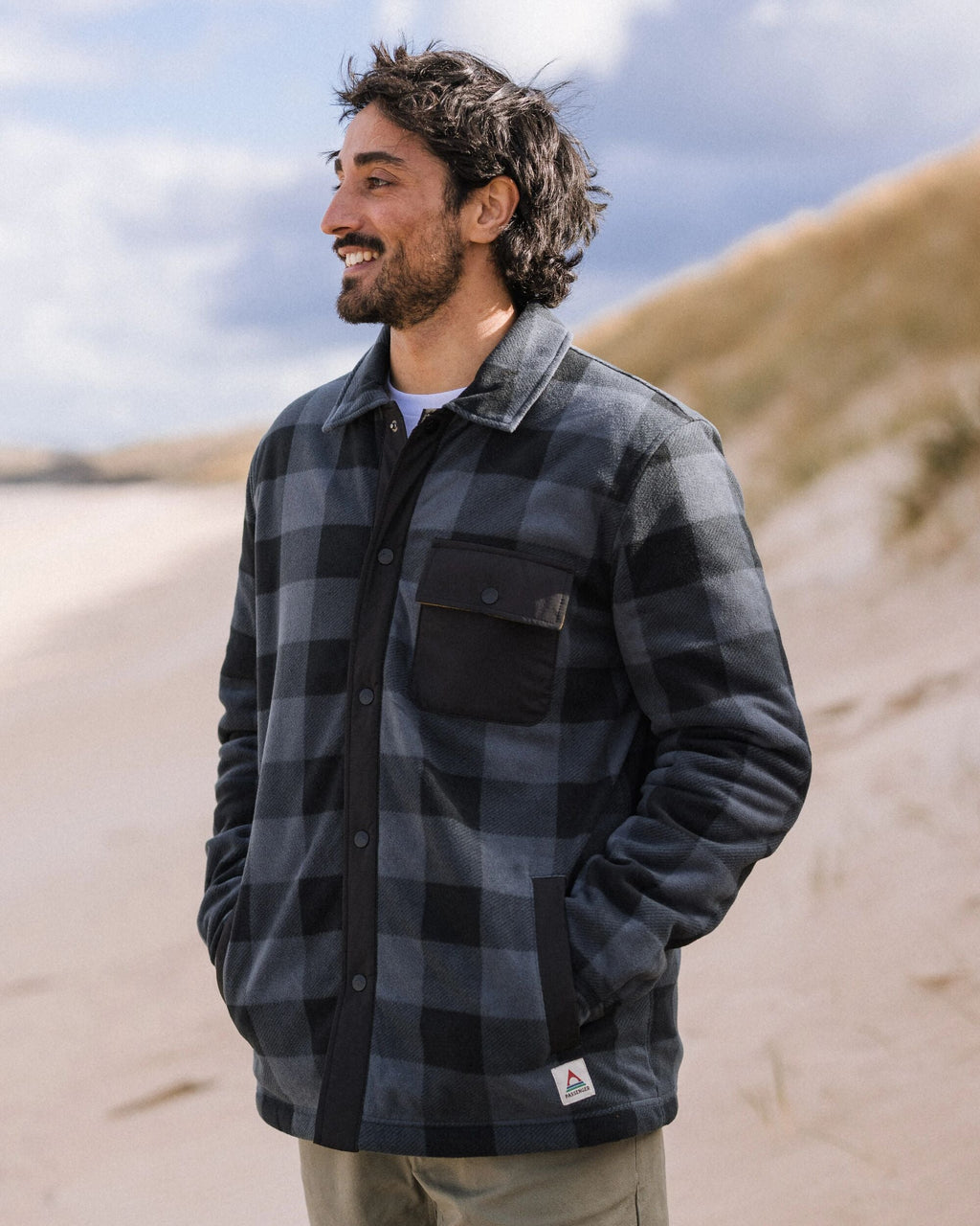 Firelight Sherpa Lined Overshirt - Storm Grey Buffalo
