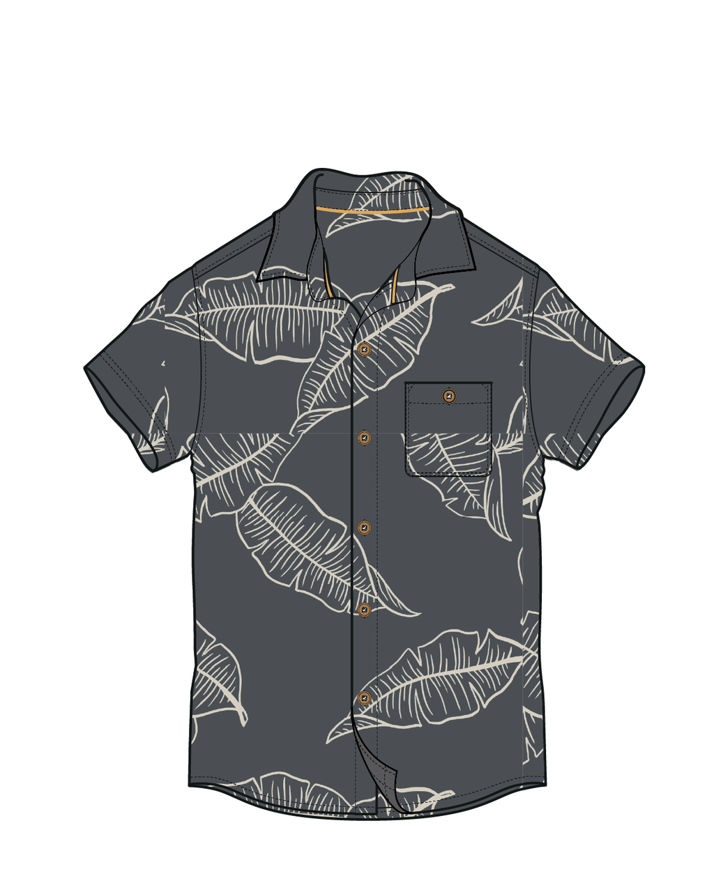 Chill Textured Short Sleeve Shirt - Palm Faded Black