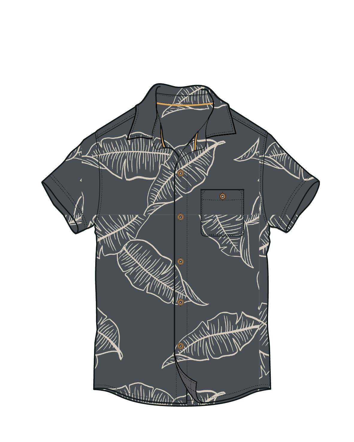 Chill Textured Short Sleeve Shirt - Palm Faded Black