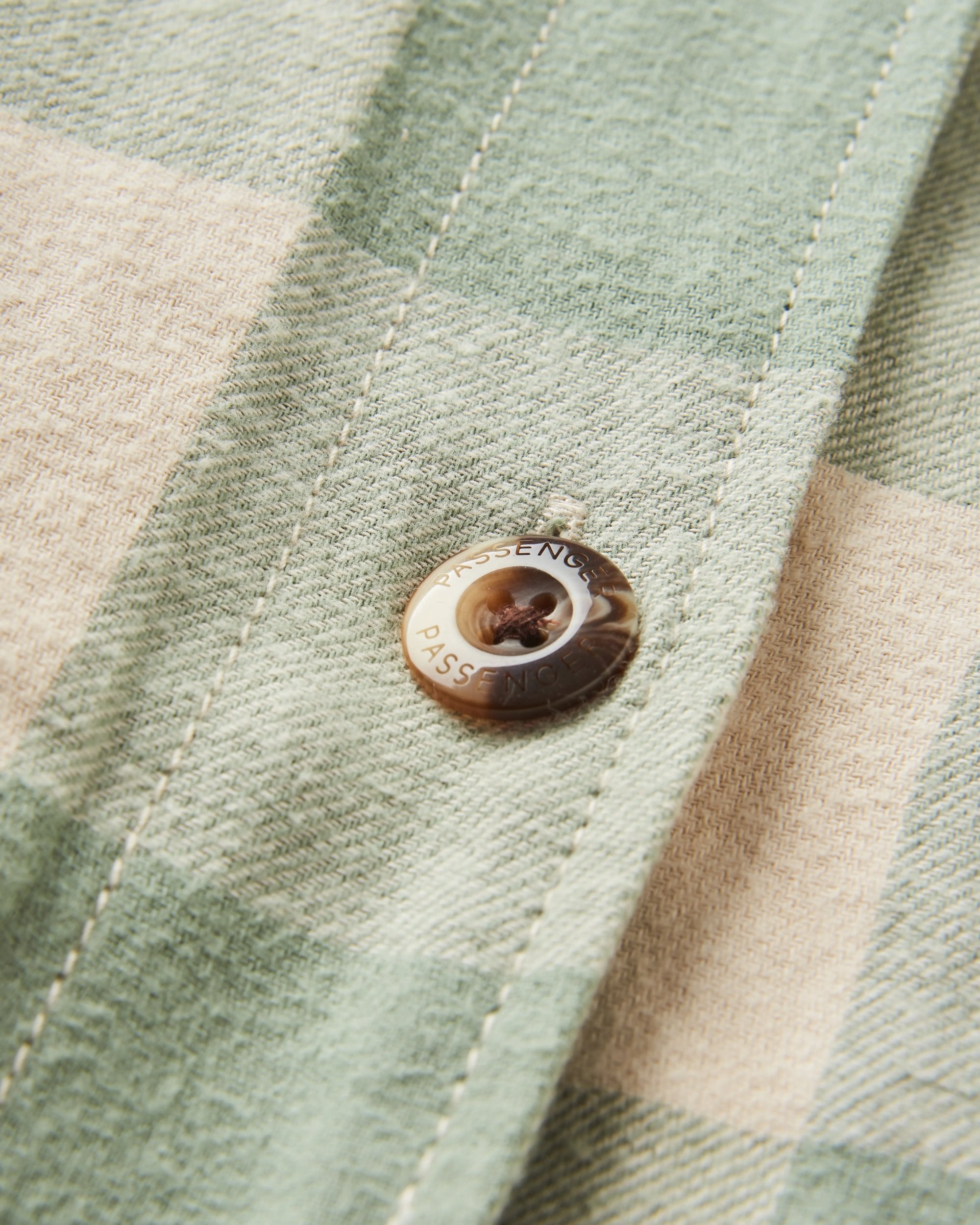 Flint Organic Cotton Overshirt - Pistachio Buffalo Check
