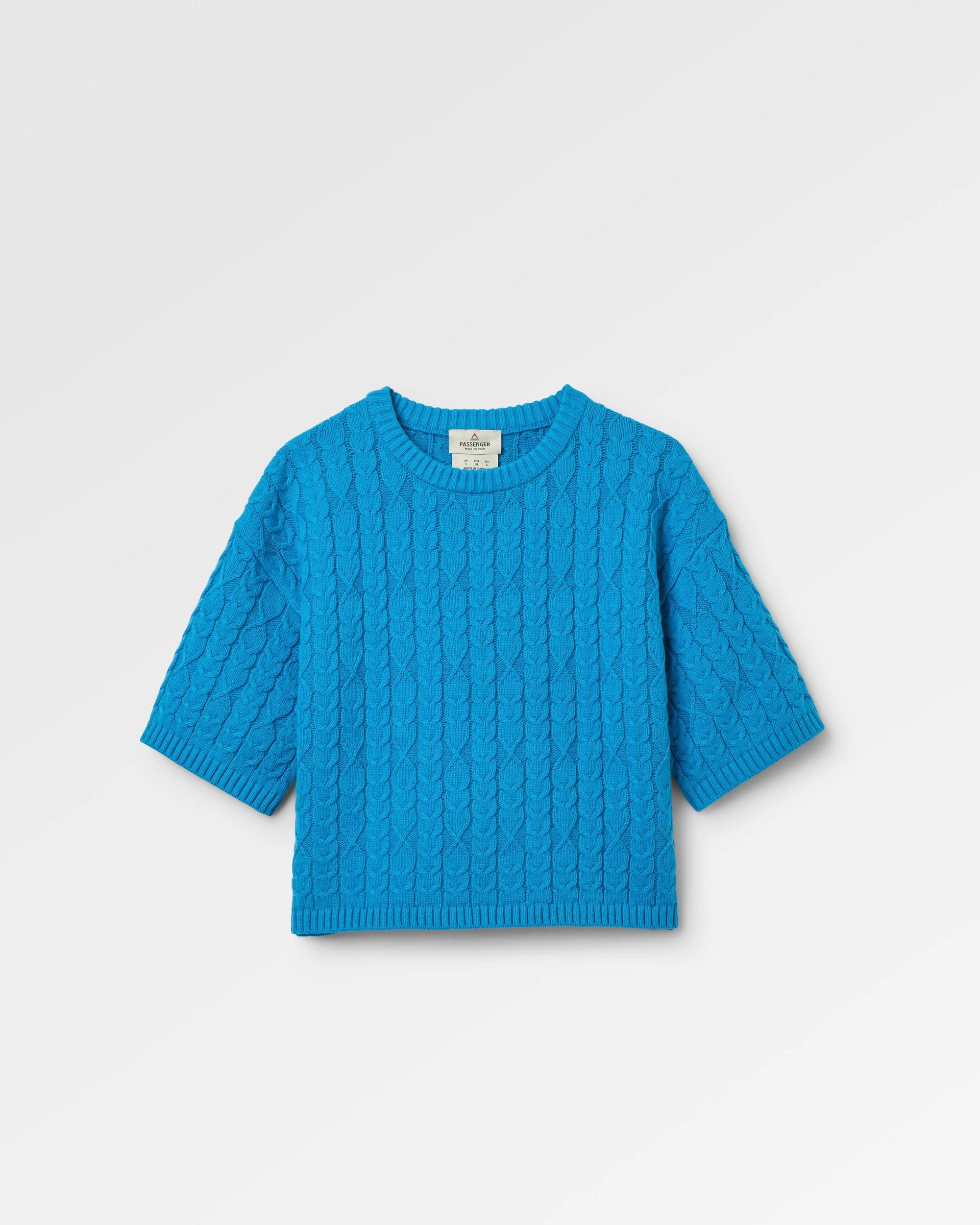 Homely Short Sleeve Knitted Jumper - Bluejay