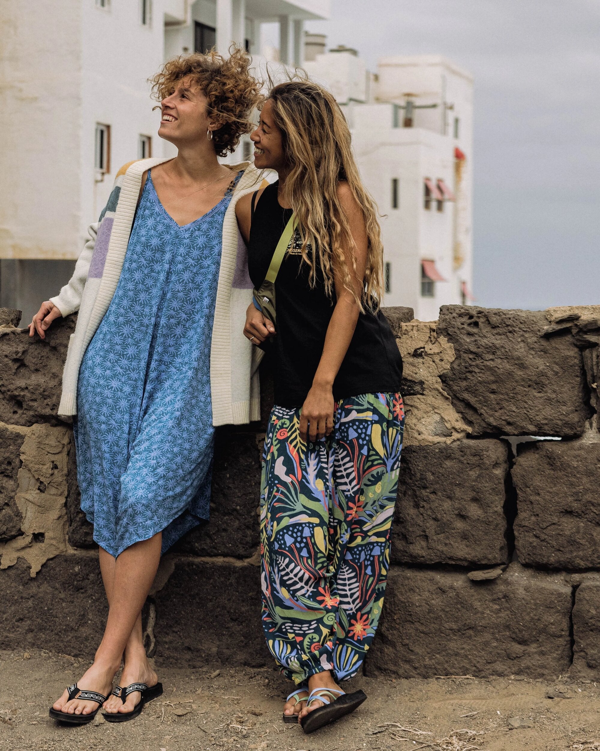 Daylily Loose Trouser - Abstract Seaweed Tidal Blue
