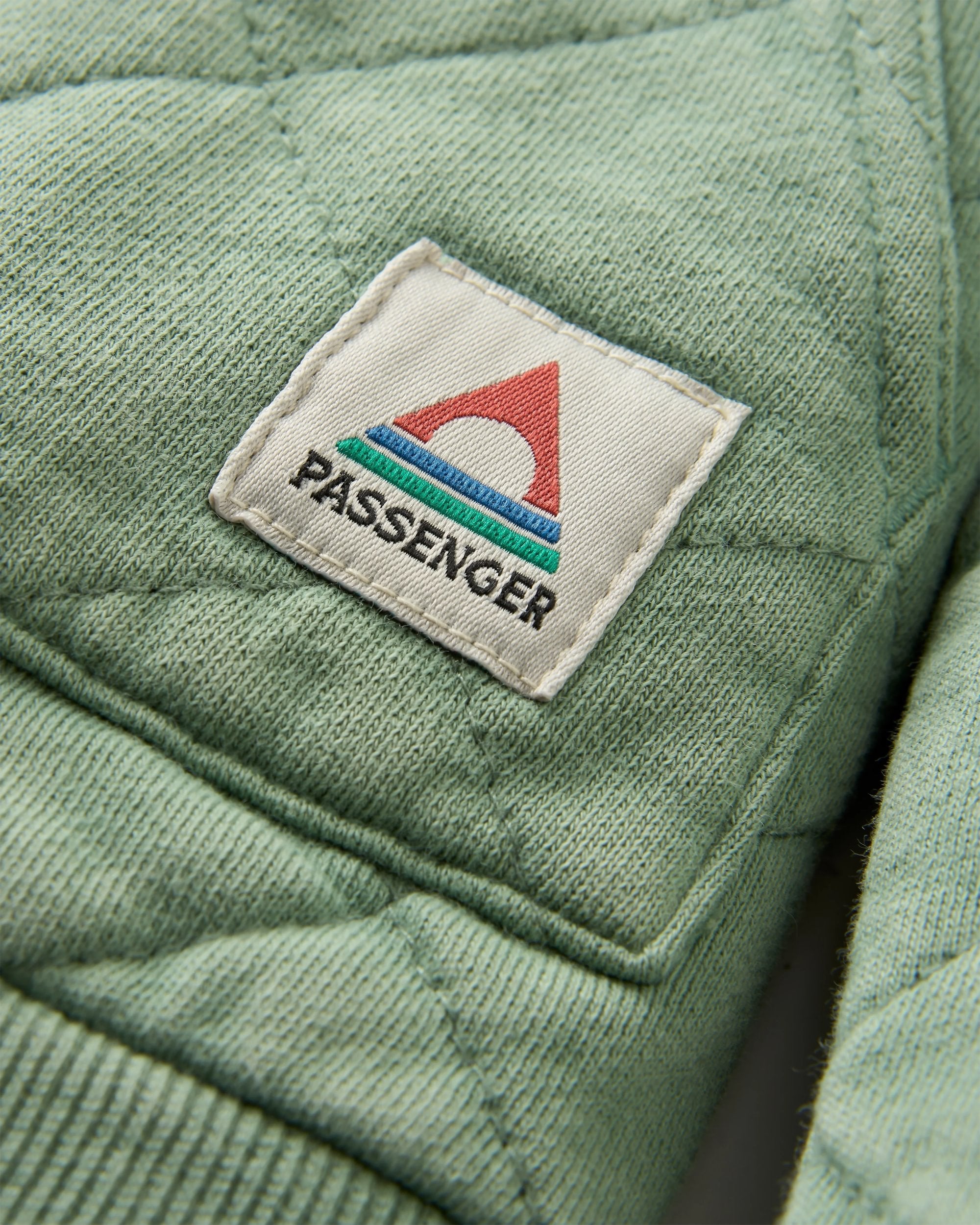 Clementine Recycled Quilted Popper Up Hoodie - Pistachio