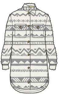 Cloudy 2.0 Recycled Sherpa Fleece Shirt - Mountain Geo Vintage White