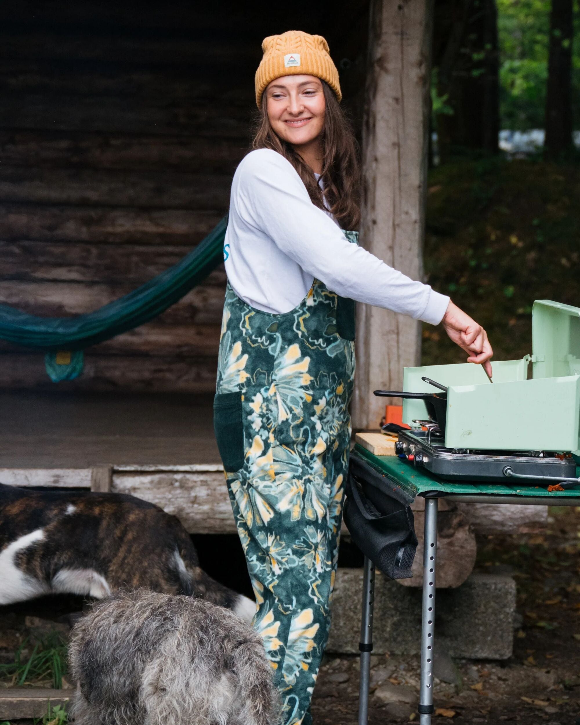 Ace Recycled Polar Fleece Dungarees - Frost Dark Fern
