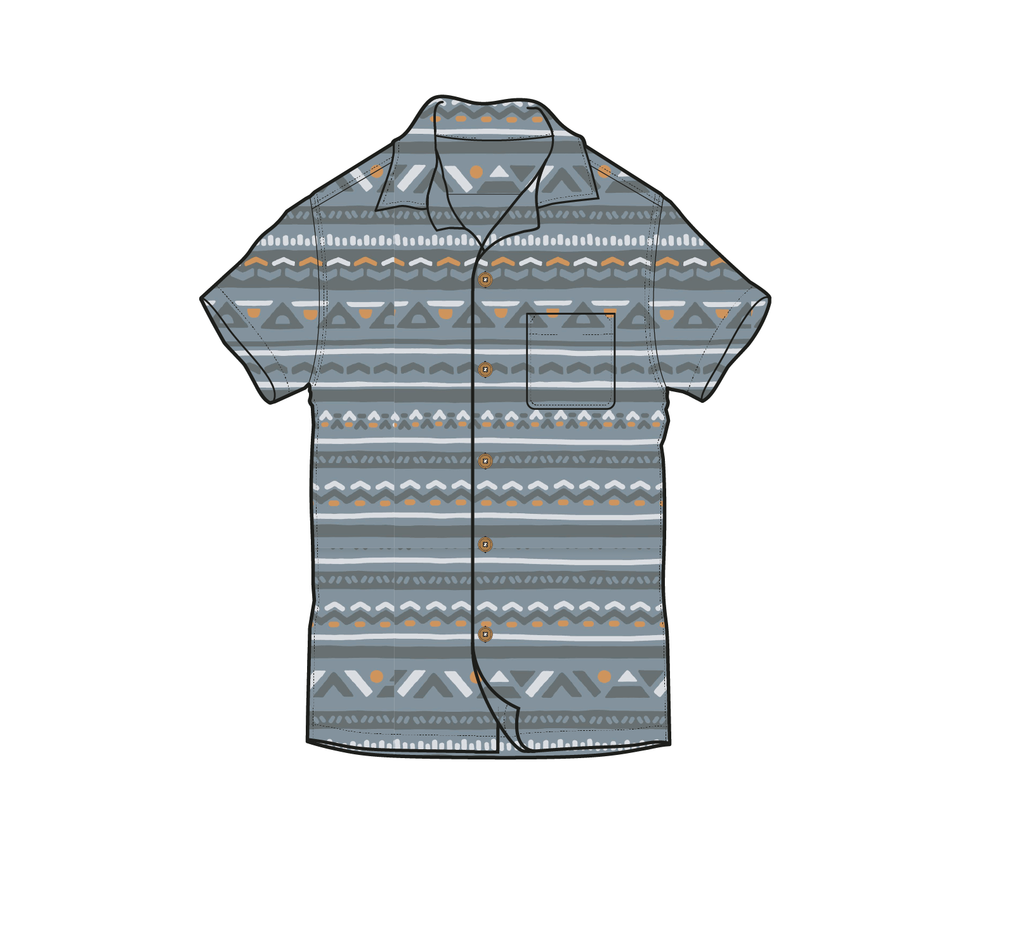 Chill Textured Short Sleeve Shirt - Geo Track Storm Grey