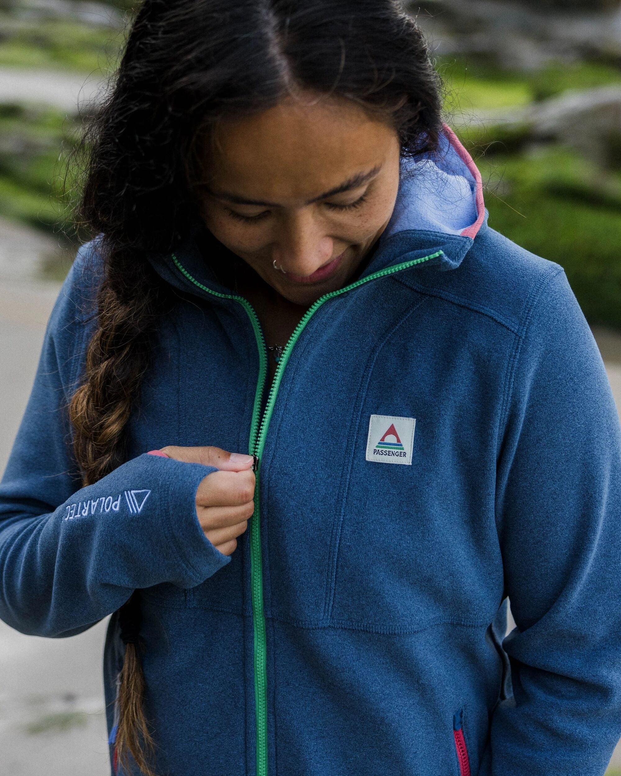 Crest Recycled Polartec® Fleece Hoodie - Dark Denim Marl
