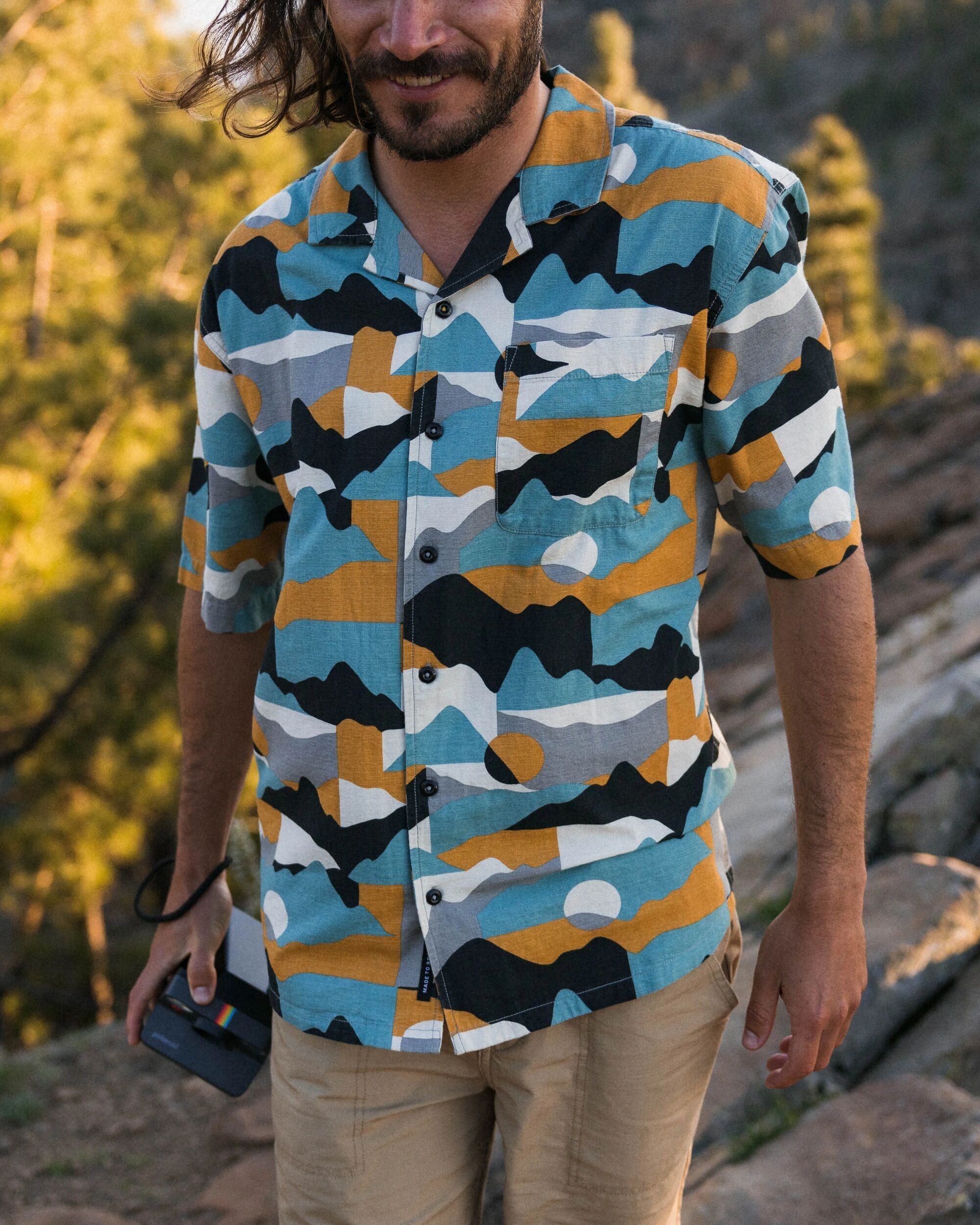 Cove Organic Cotton Textured Shirt - Vista Patchwork Arctic