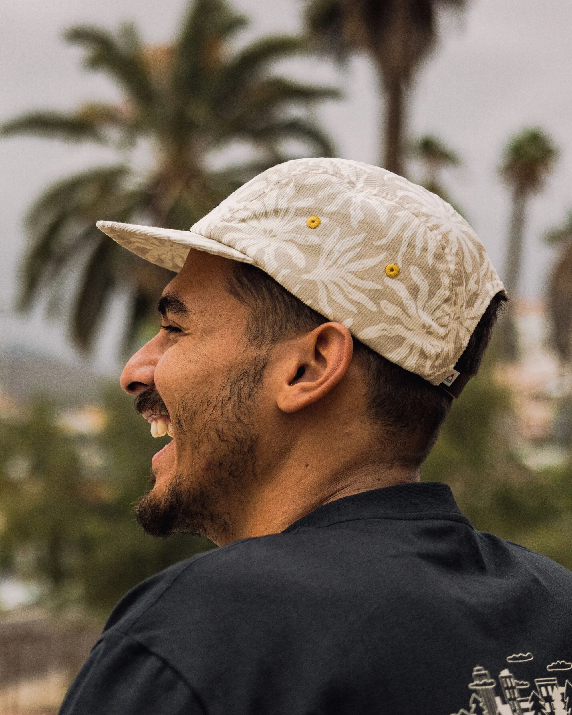 Fixie Recycled Cord 5 Panel Cap - Golden Spice/ Seaweed Pebble Grey