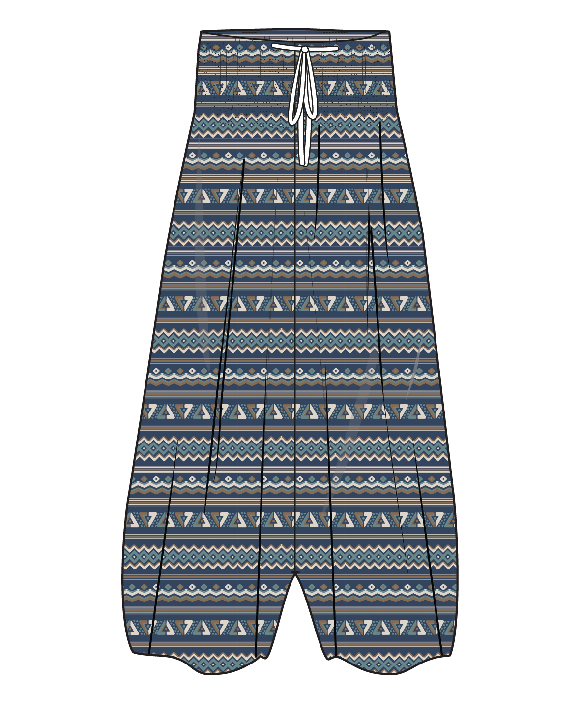 Daylily Loose Trouser - Geo Stripe Dark Denim