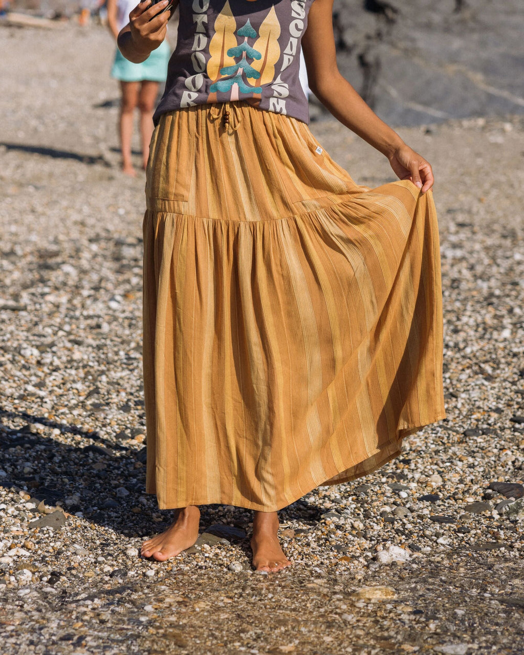 Zephyr Woven Maxi Skirt - Spruce Yellow Stripe